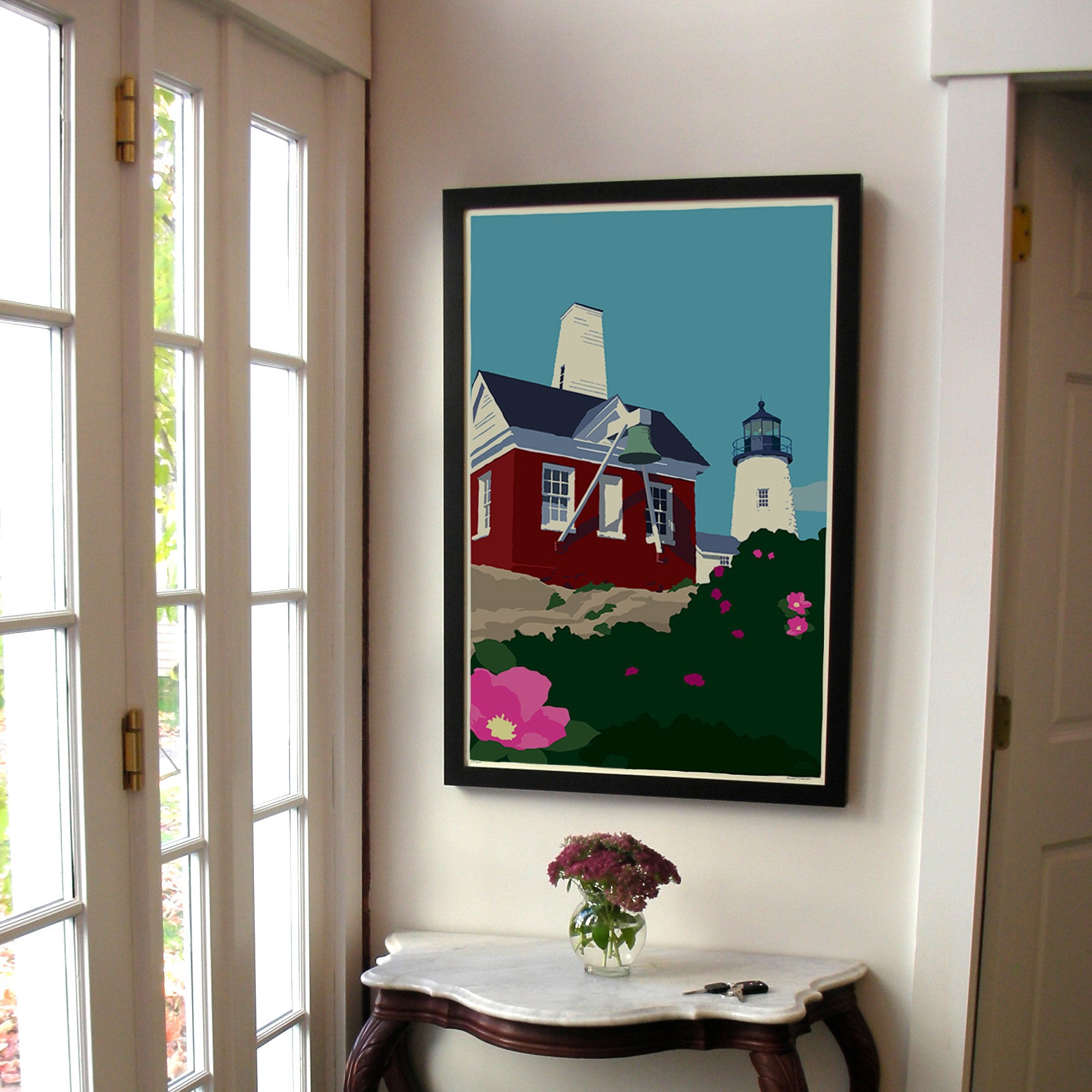 Pemaquid Point Light Bell Art Print 24" x 36" Framed Wall Poster By Alan Claude  - Maine