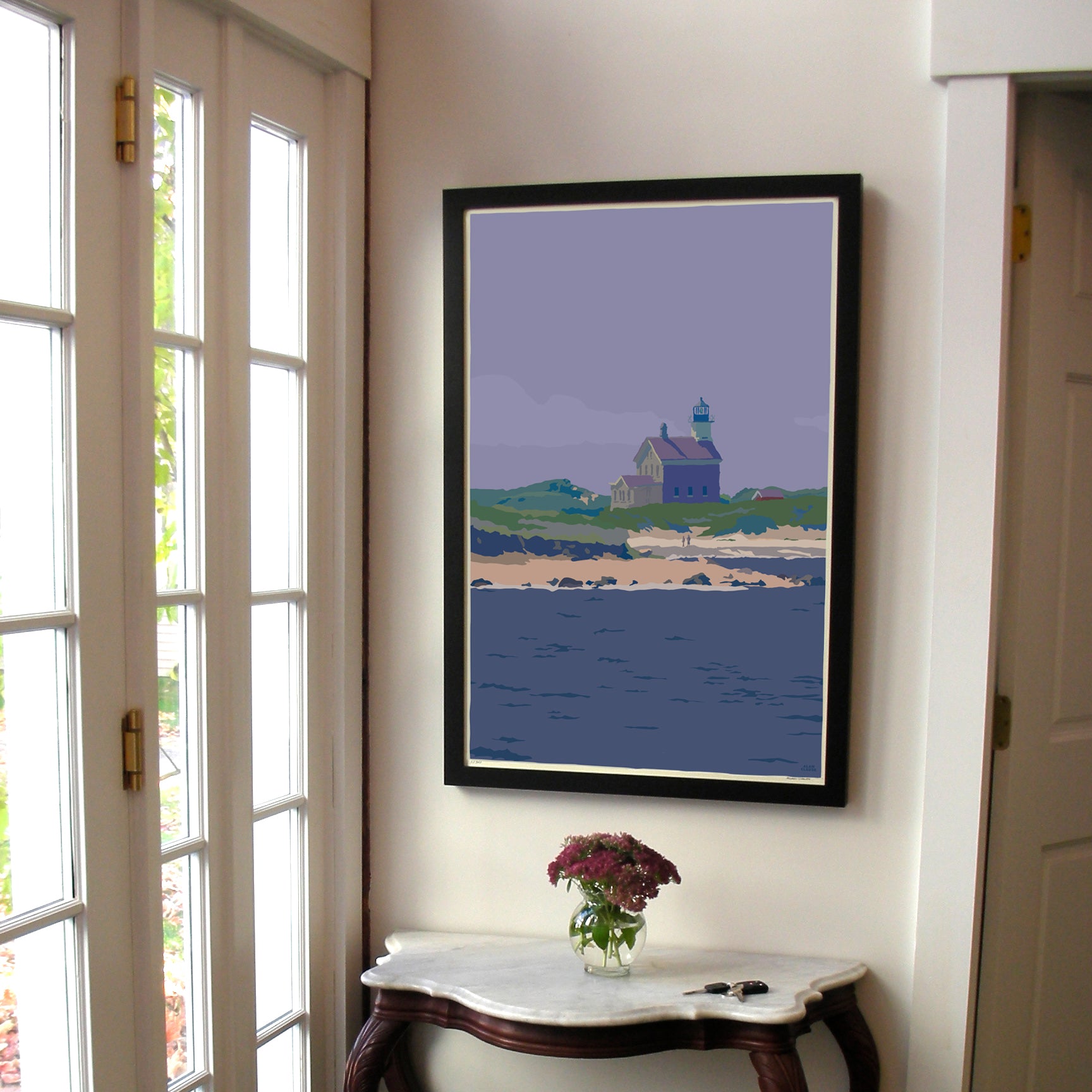Block Island North Light Art Print 24" x 36" Framed Travel Poster By Alan Claude  - Rhode Island