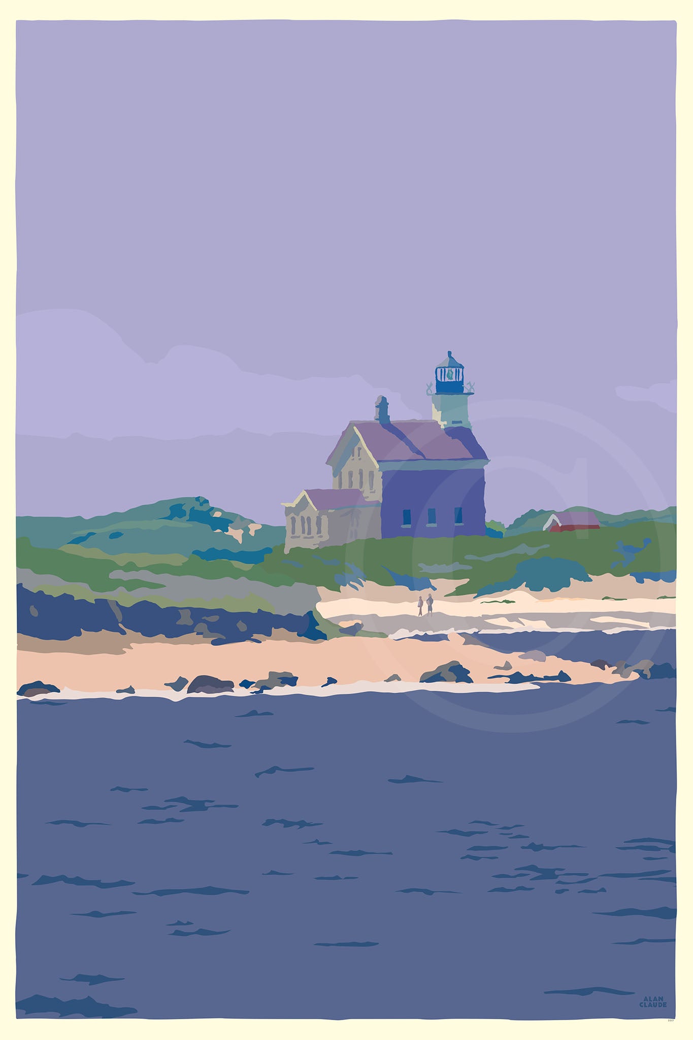 Block Island North Light Art Print 24" x 36" Travel Poster By Alan Claude - Rhode Island
