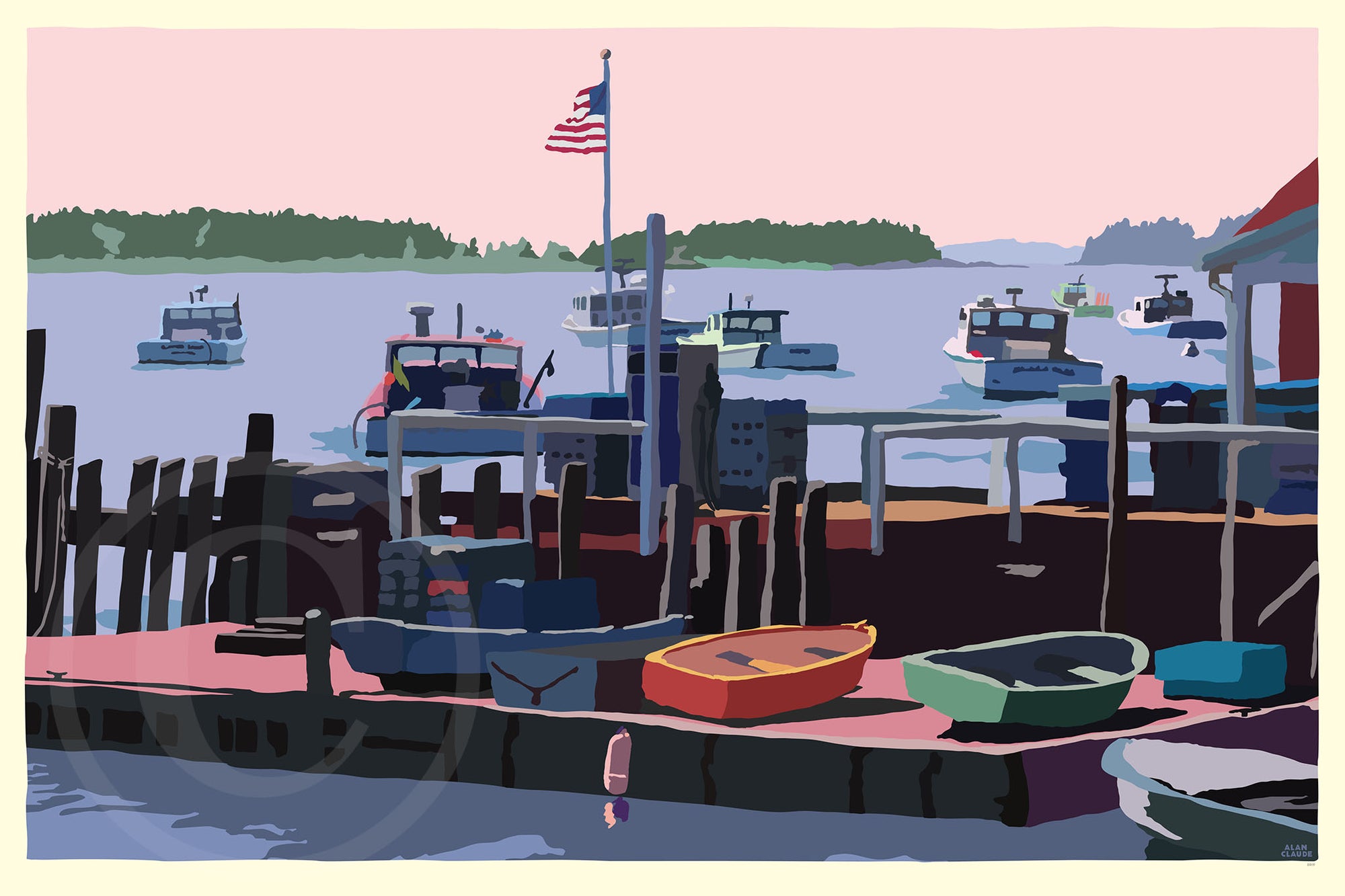 Spruce Head Island Art Print 24" x 36" Wall Poster By Alan Claude - Maine