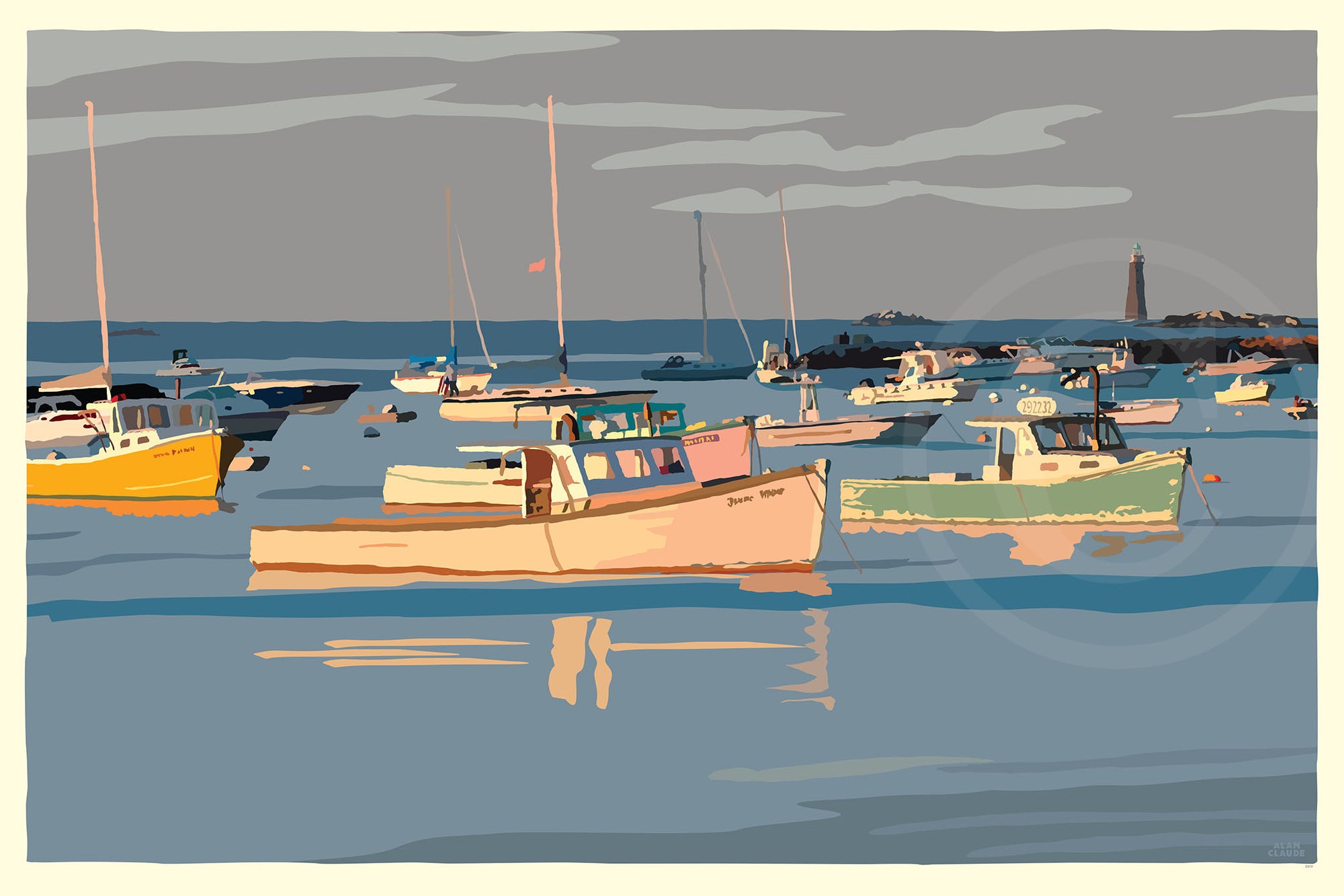 Sunset At Minot's Ledge Light Art Print 24" x 36" Travel Poster By Alan Claude - Massachusetts