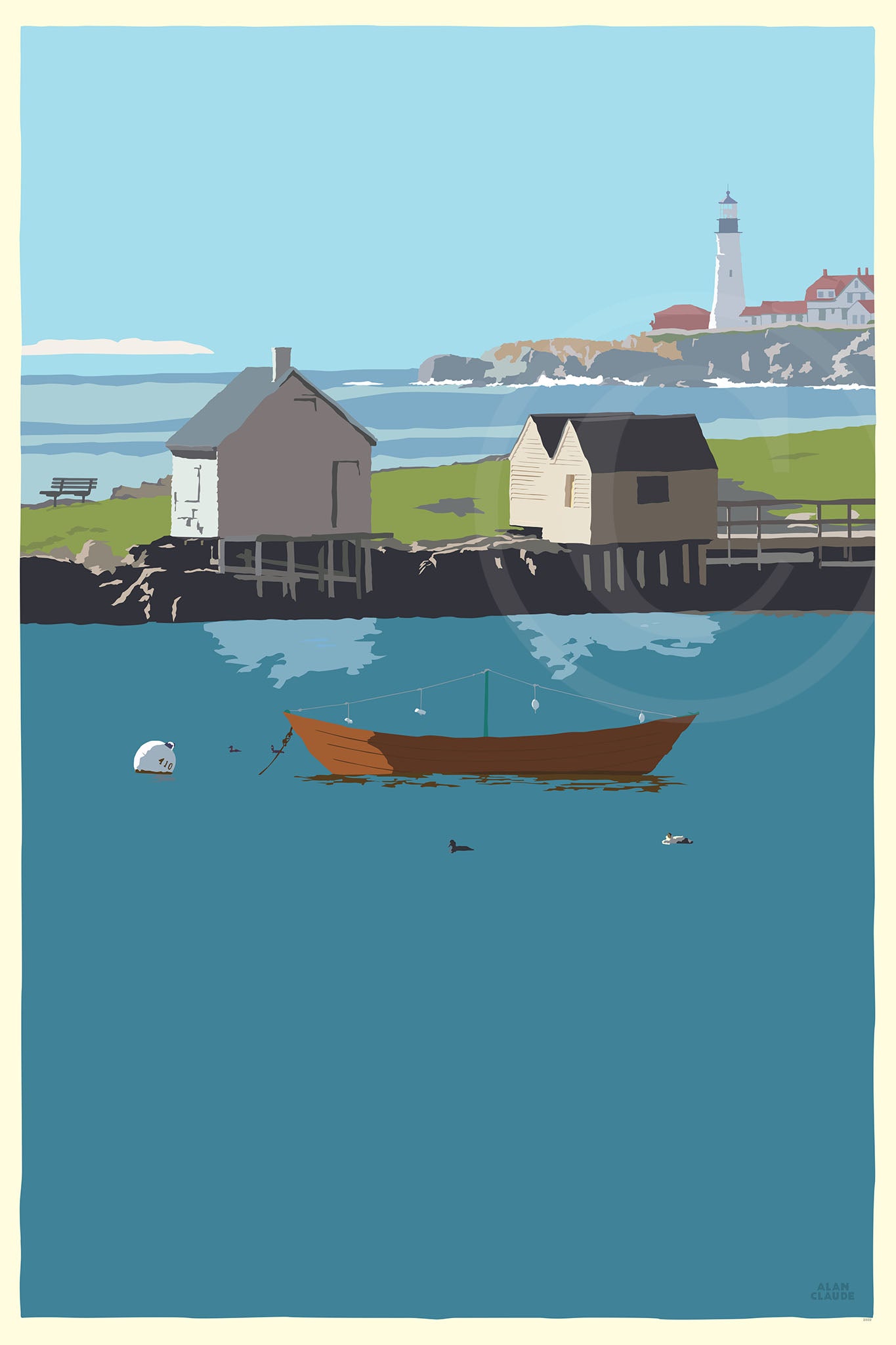 Willard Beach Art Print 24" x 36" Wall Poster By Alan Claude - Maine