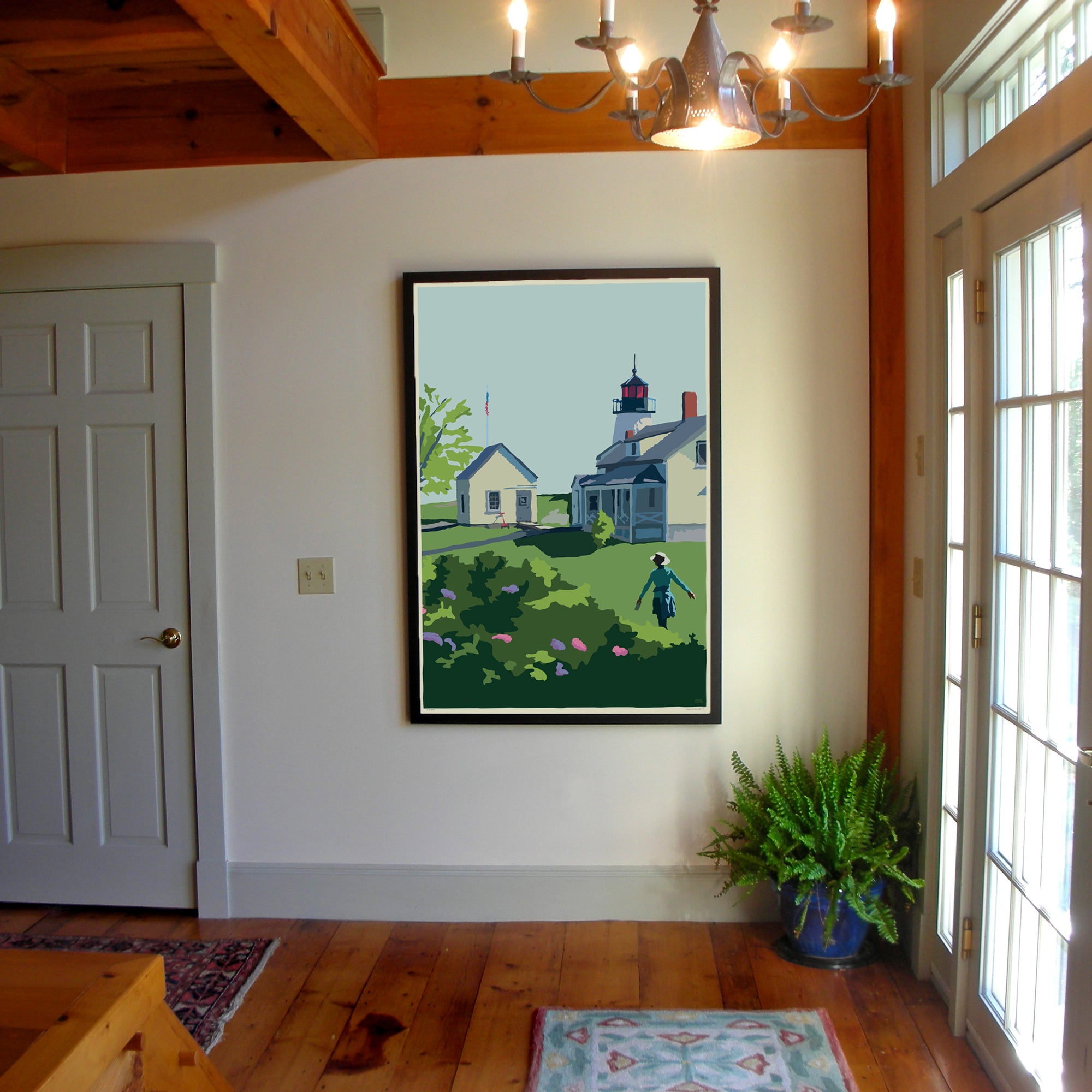 A Summer's Day On Burnt Island Light Art Print 36" x 53" Framed Wall Poster - Maine