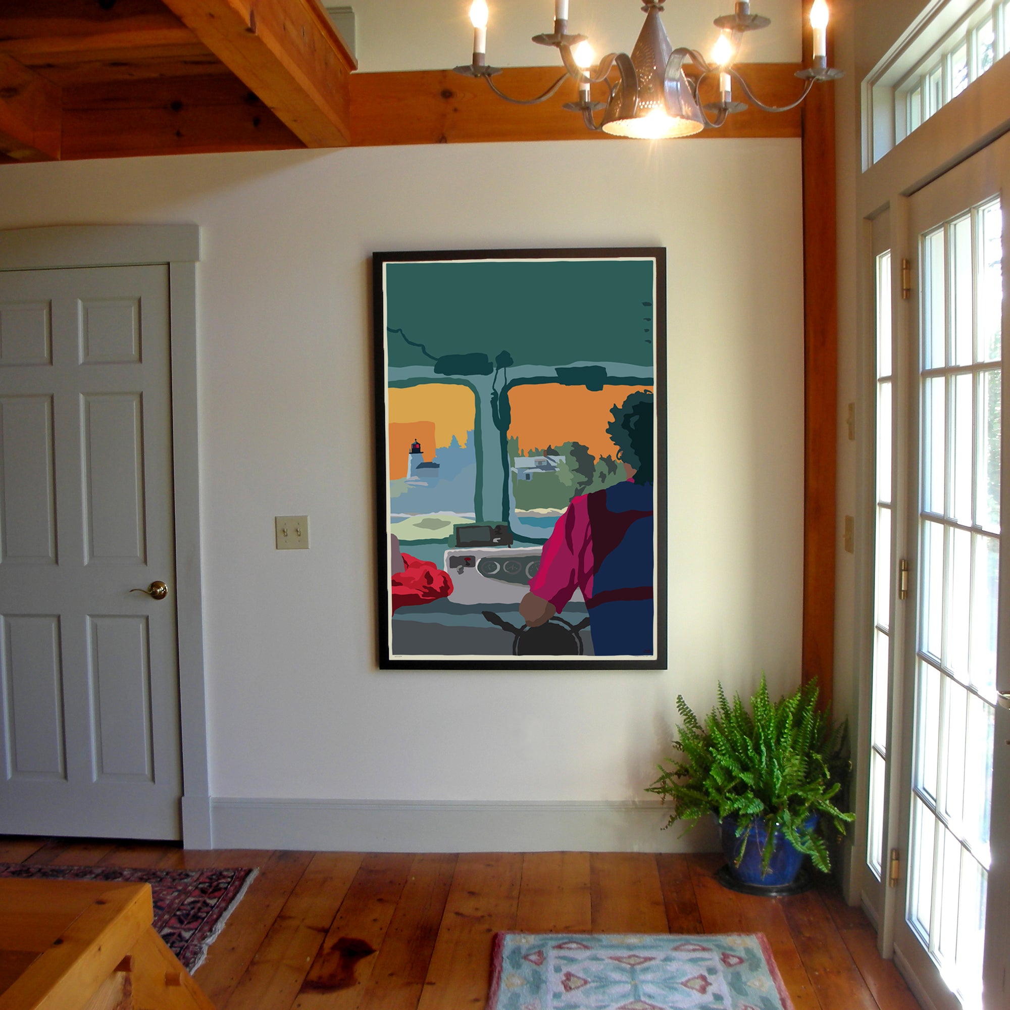 Cruisin' Towards The Light Art Print 36" x 53" Framed Wall Poster - Maine