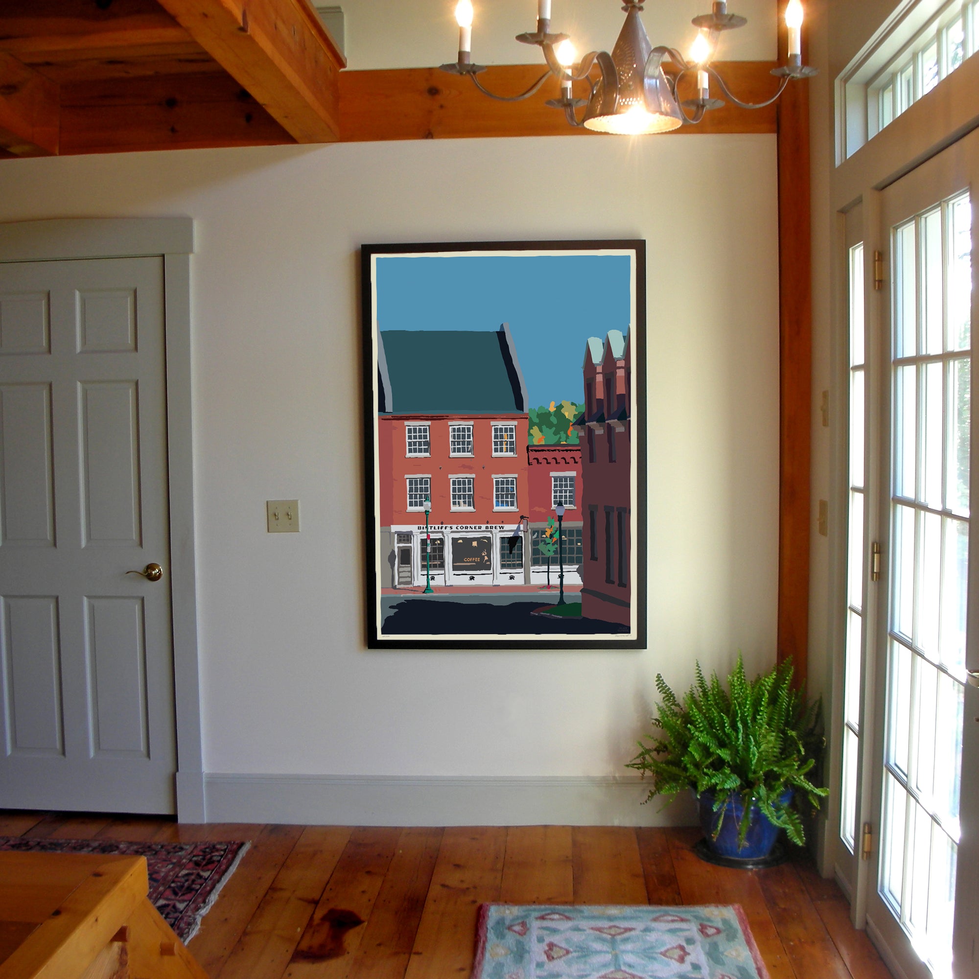 Cafe in Gardiner 36" x 53" Framed Wall Poster By Alan Claude - Maine
