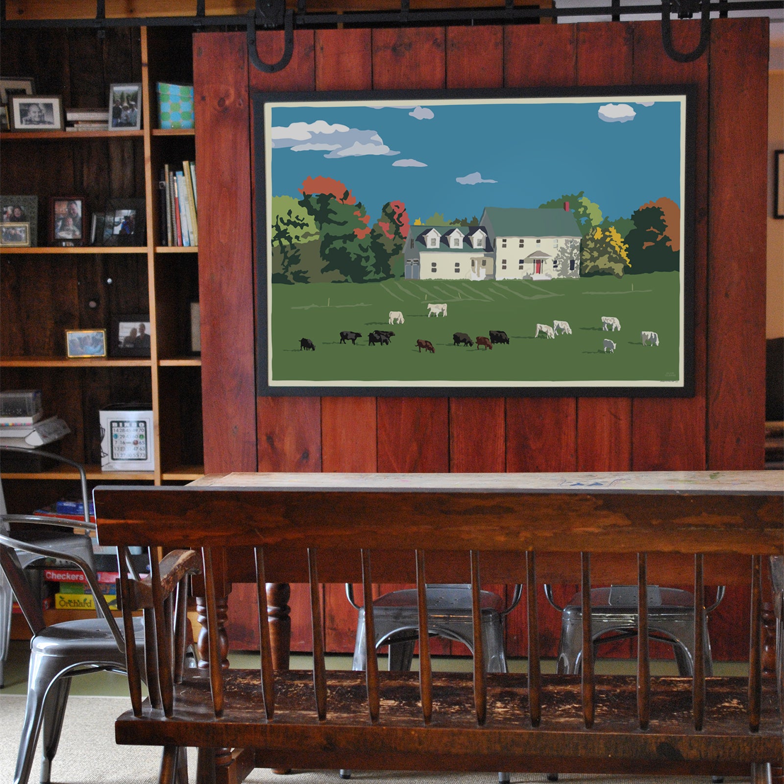Maine Farm 36" x 53" Framed Wall Poster By Alan Claude - Maine