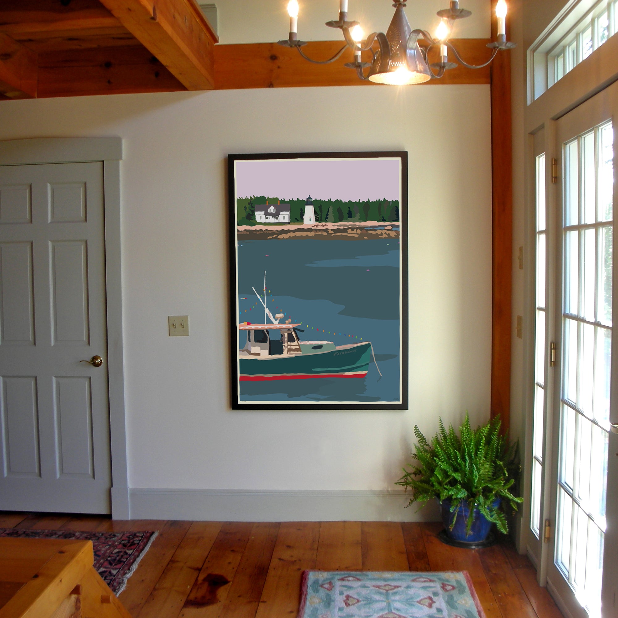 Silent Night In Prospect Harbor Art Print 36" x 53" Framed Wall Poster - Maine
