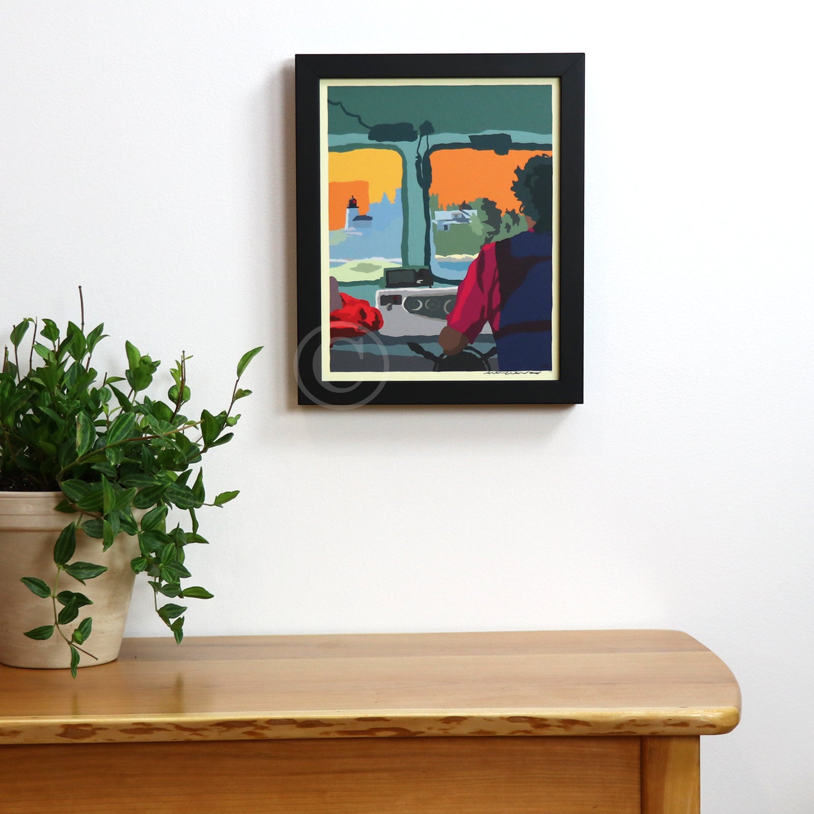 Cruisin' Towards the Light Art Print 8" x 10" Framed Wall Poster By Alan Claude - Maine