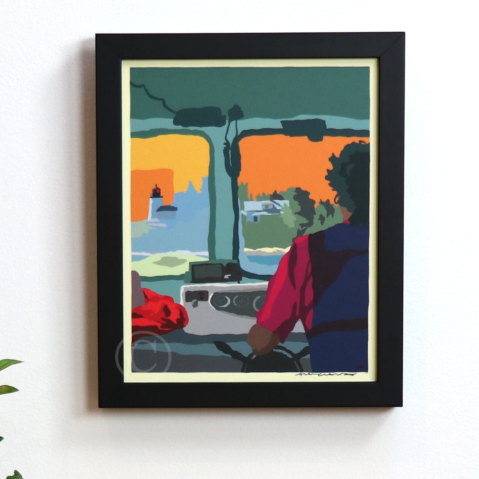 Cruisin' Towards the Light Art Print 8" x 10" Framed Wall Poster By Alan Claude - Maine