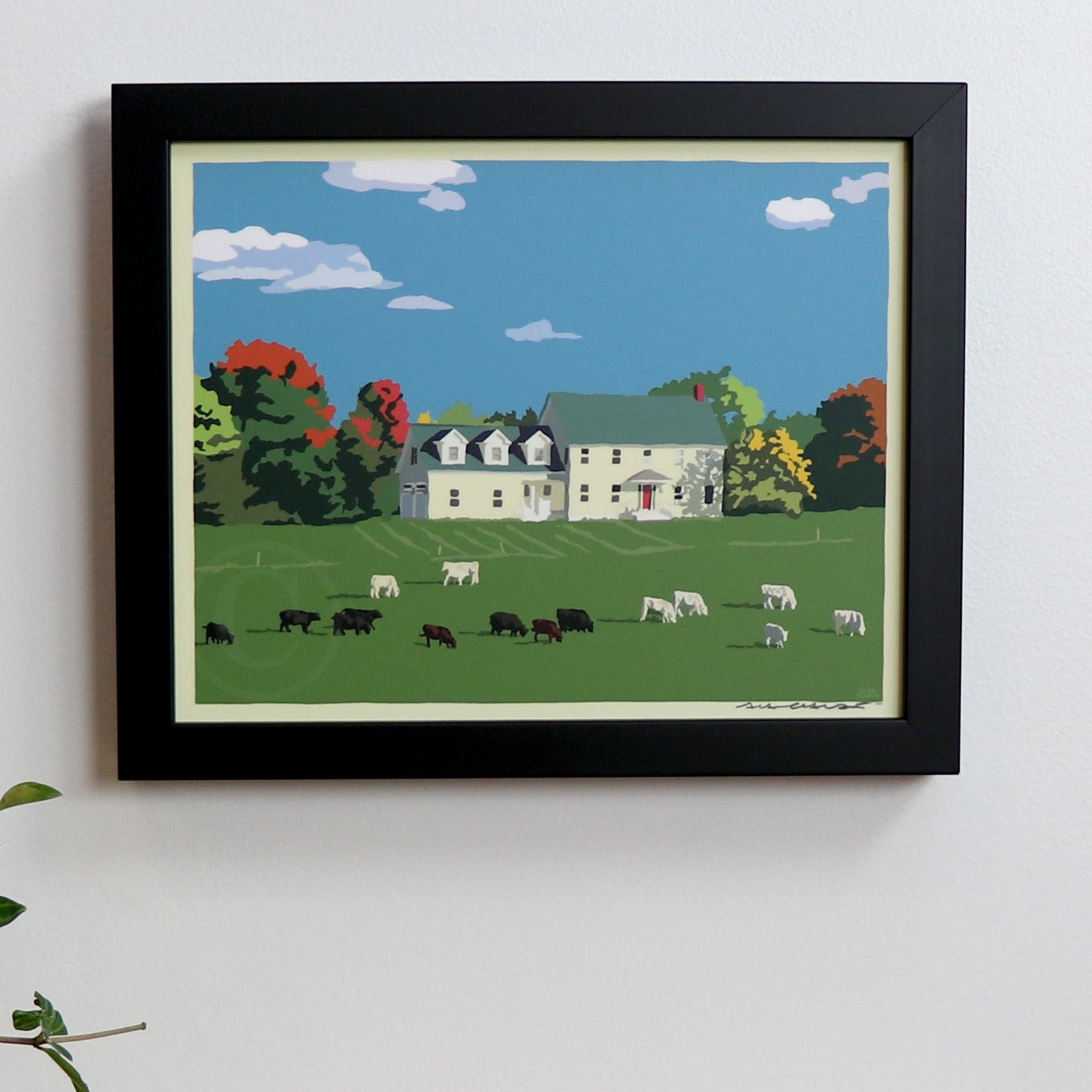 Maine Farm Art Print 8" x 10" Horizontal Framed Wall Poster - Maine