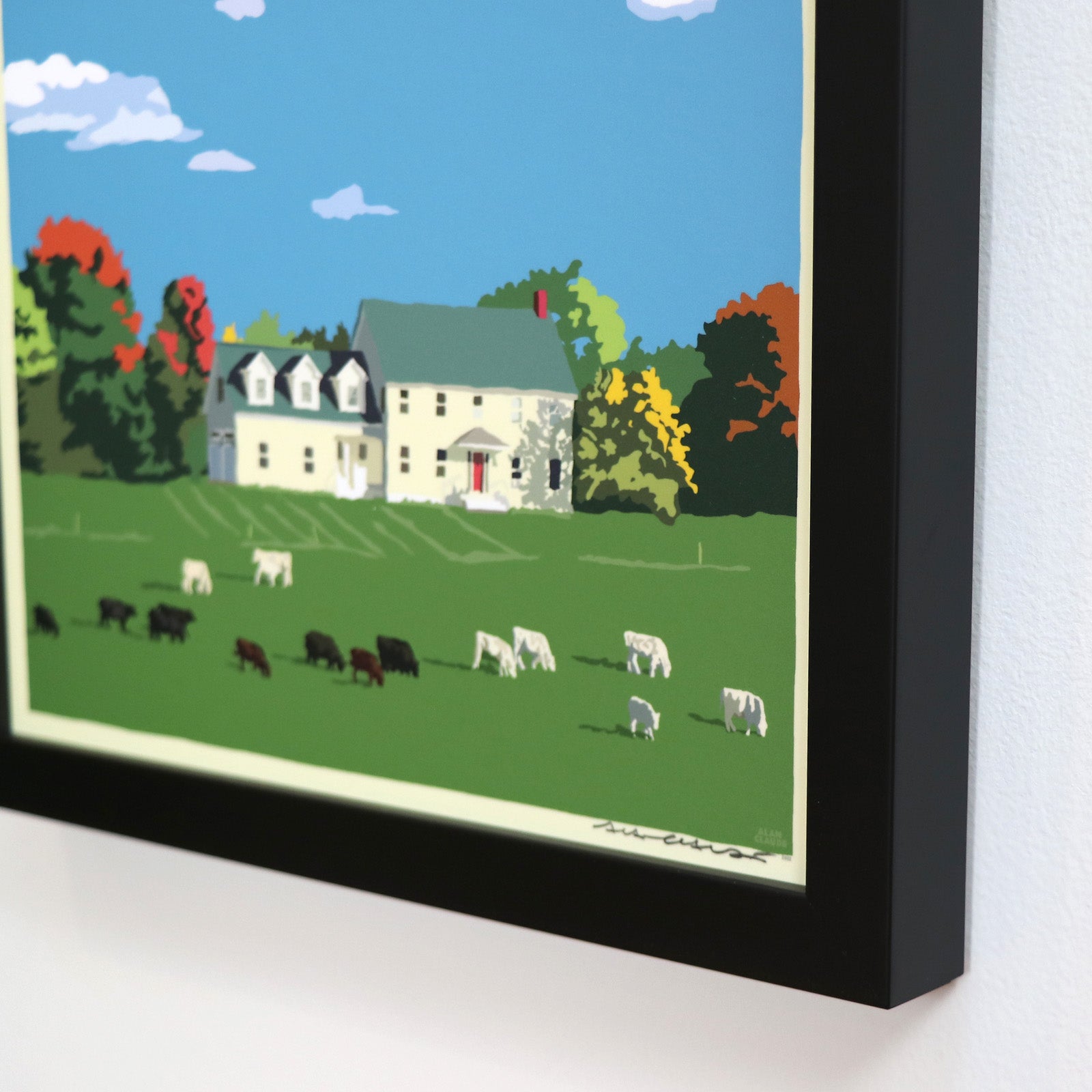 Maine Farm Art Print 8" x 10" Horizontal Framed Wall Poster - Maine