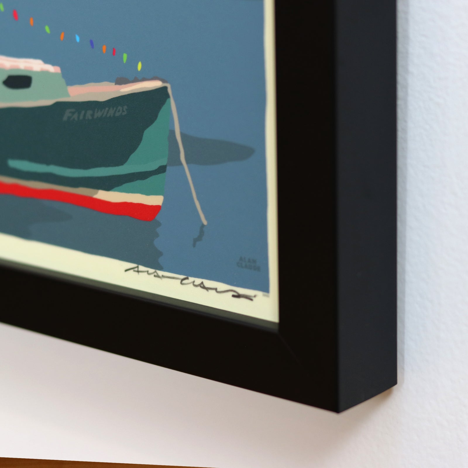 Silent Night in Prospect Harbor Art Print 8" x 10" Framed Wall Poster By Alan Claude - Maine