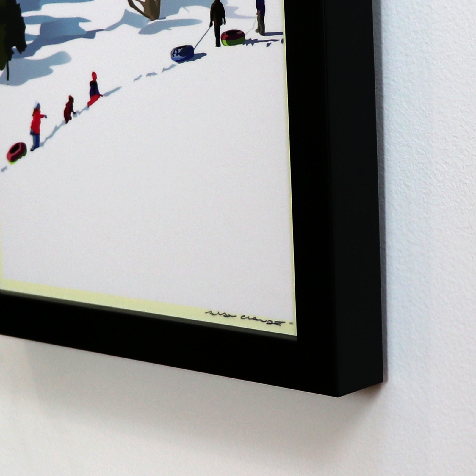Snow Kids Art Print 8" x 10" Framed Wall Poster By Alan Claude - Maine