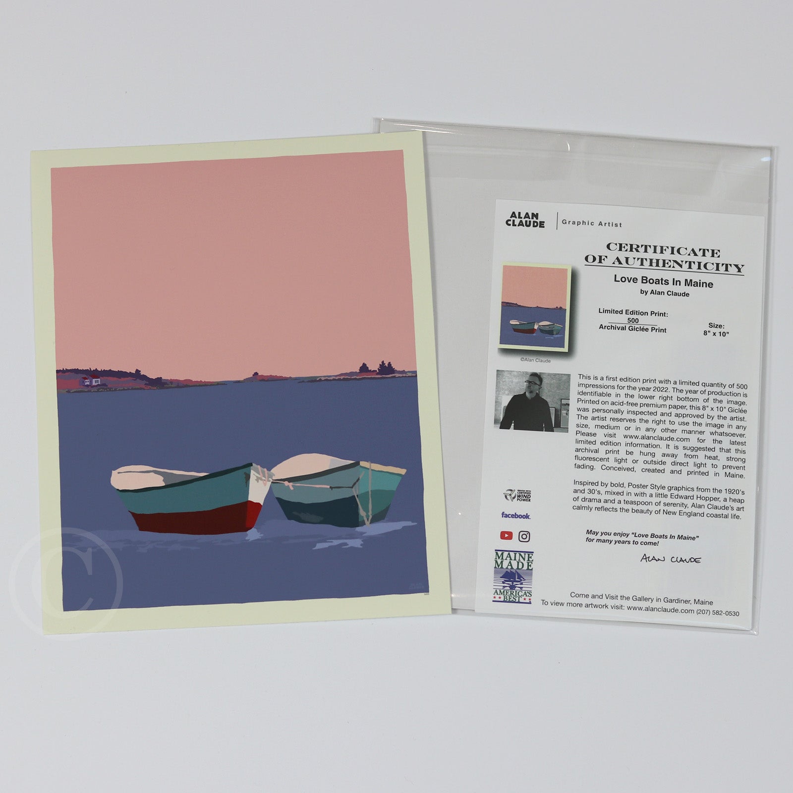 Love Boats In Maine Art Print 8" x 10" Wall Poster By Alan Claude - Maine