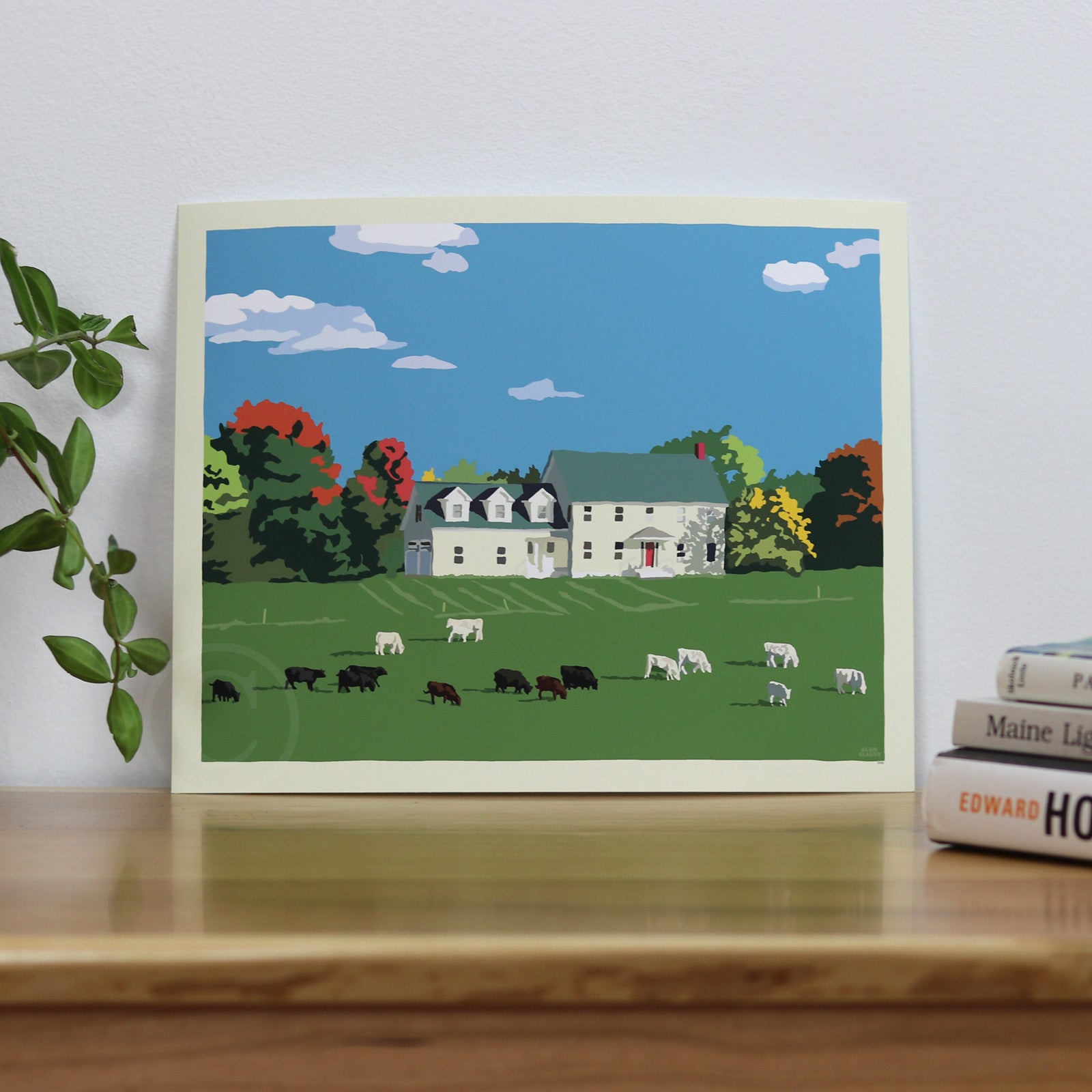 Maine Farm Art Print 8" x 10" Horizontal Wall Poster By Alan Claude