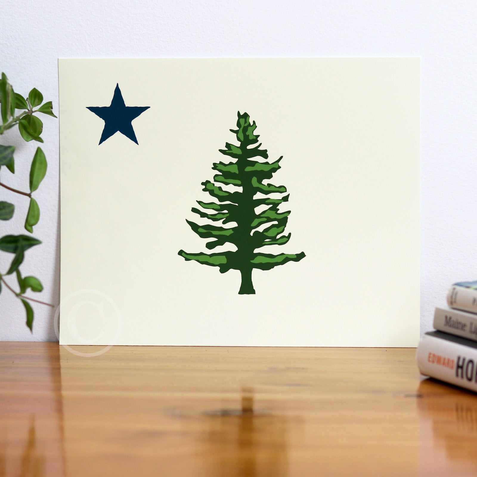 1901 Maine State Flag Art Print 8" x 10" Wall Poster By Alan Claude
