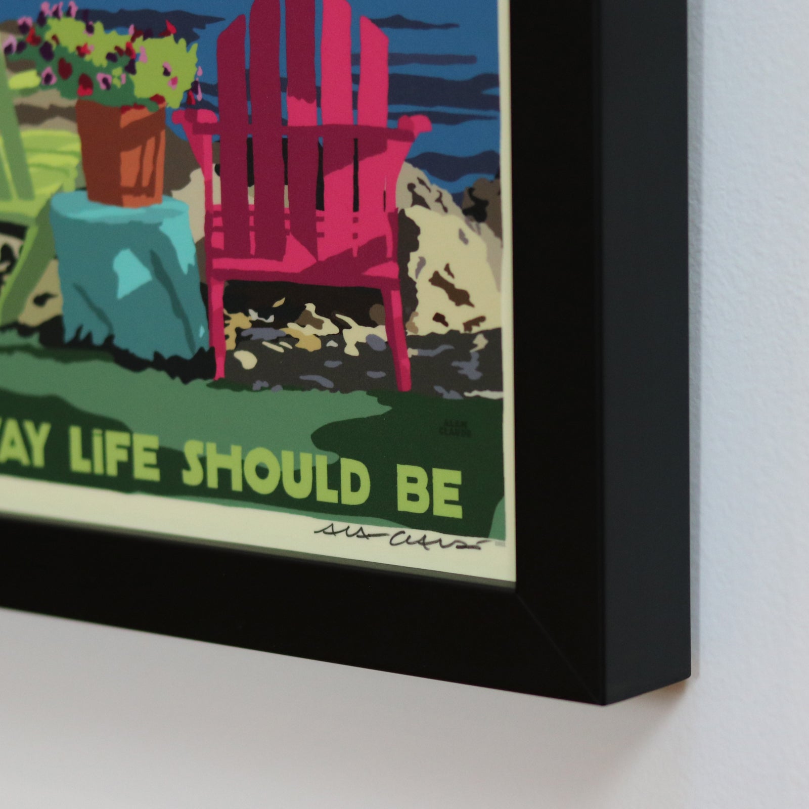 Chairs Overlooking Ram Island - Maine The Way Life Should Be Art Print 8" x 10" Framed Travel Poster