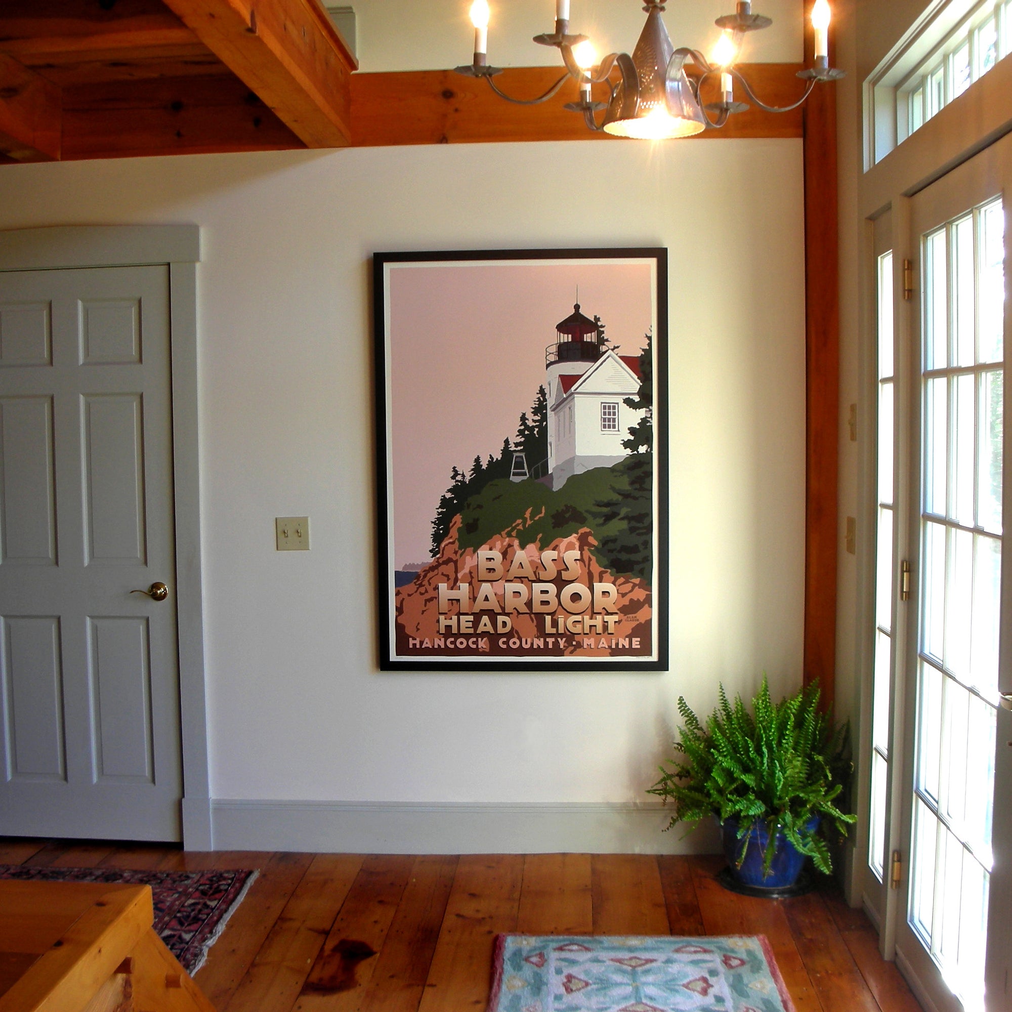 Bass Harbor Head Light Art Print 36" x 53" Framed Travel Poster By Alan Claude - Maine