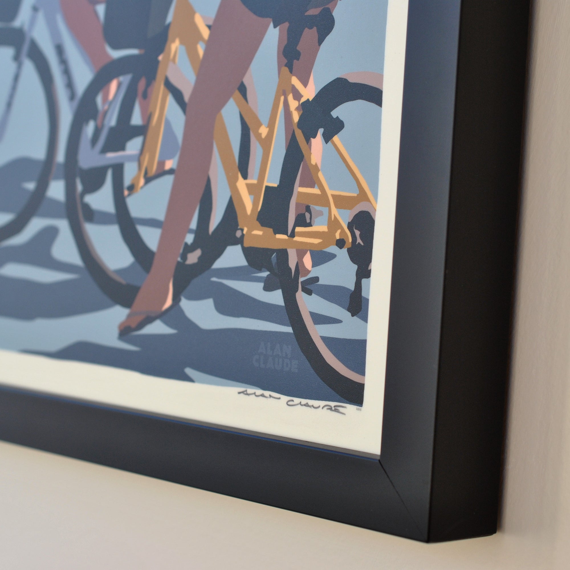 Block Island Bicycle Girls Art Print 18" x 24" Framed Travel Poster By Alan Claude - Rhode Island