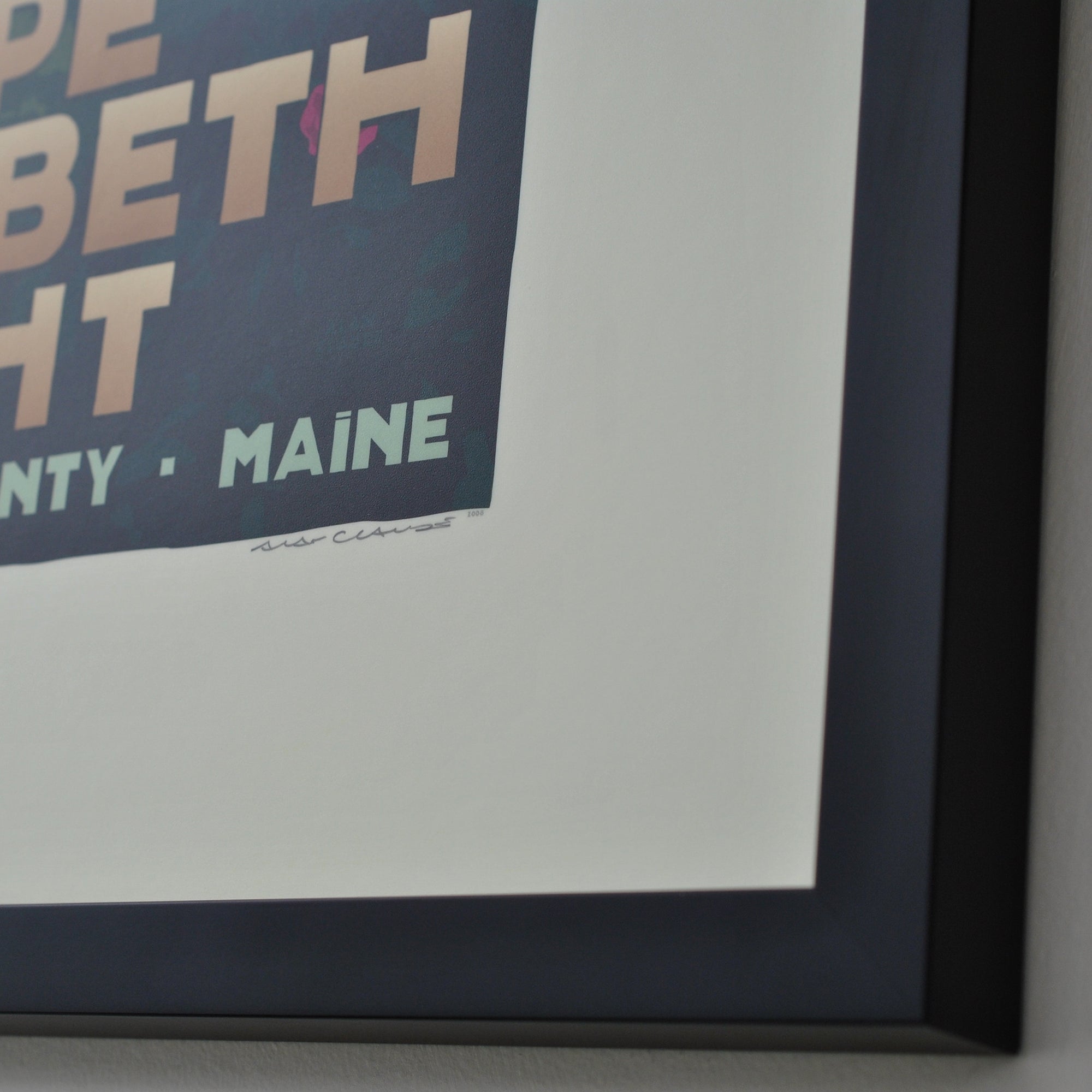 Cape Elizabeth Light Art Print 18" x 24" Framed Travel Poster By Alan Claude - Maine
