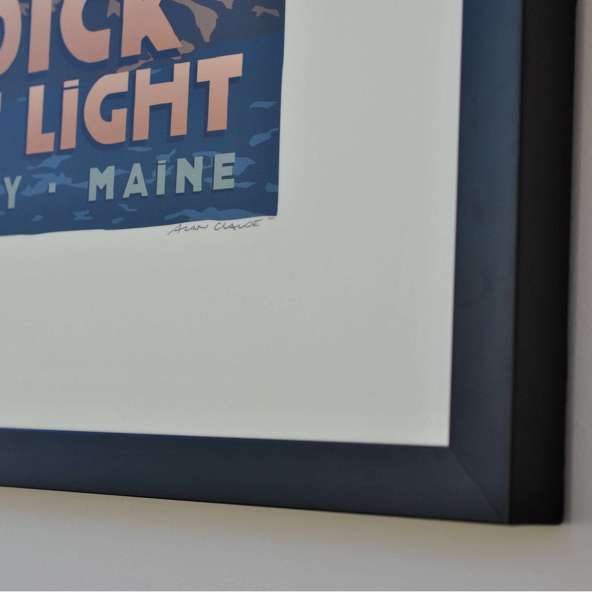 Cape Neddick Nubble Light Art Print 18" x 24" Framed Travel Poster By Alan Claude - Maine