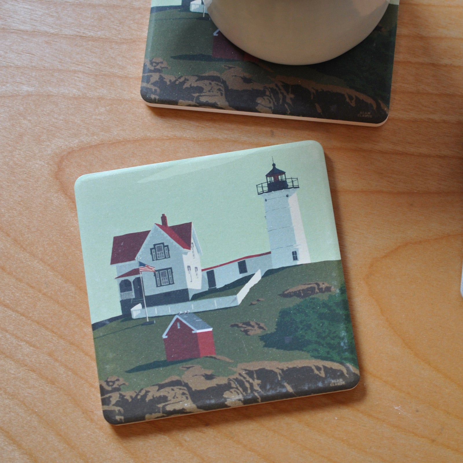 Cape Neddick Nubble Light Art Drink Coaster - Maine