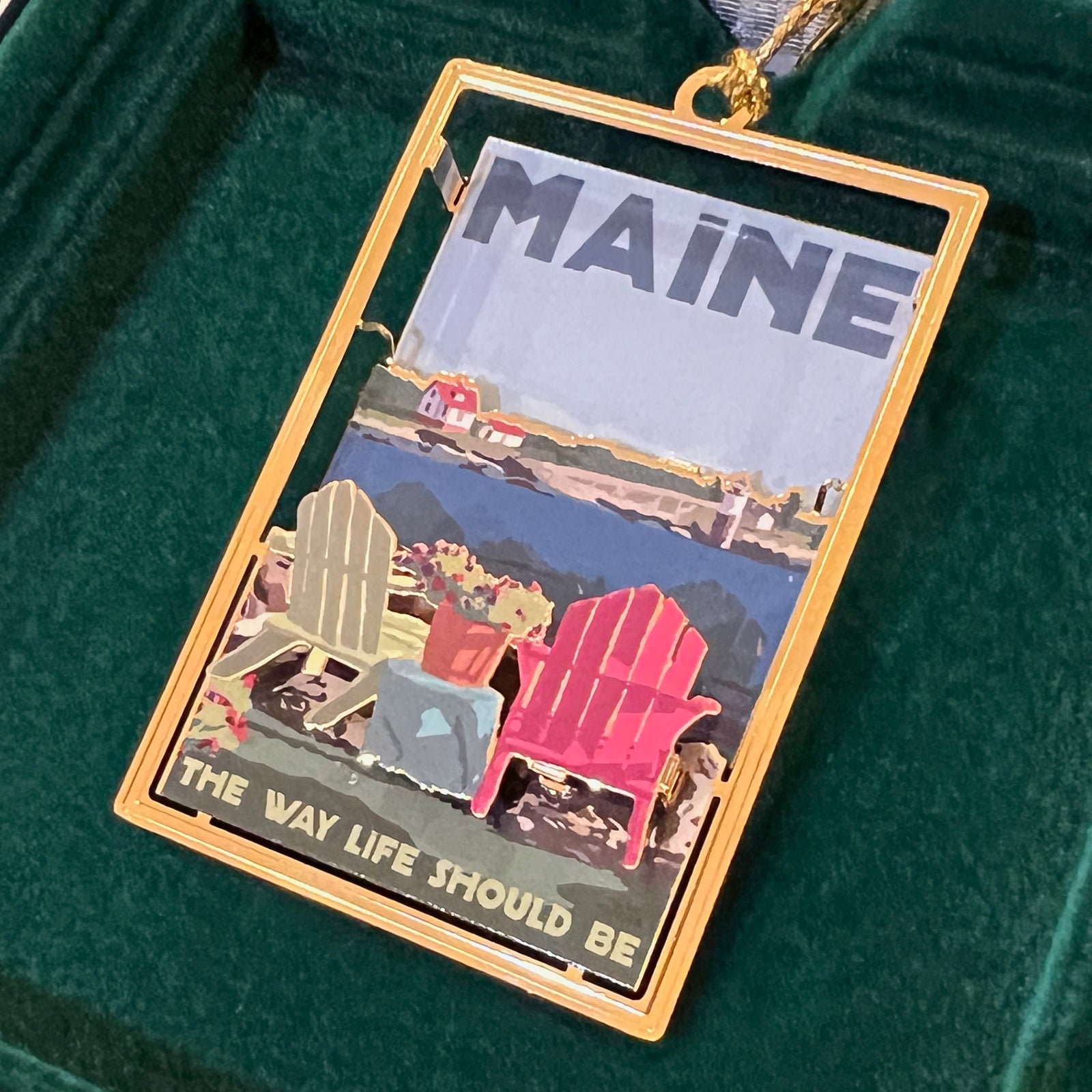 Chairs Overlooking Ram Island Light - Maine The Way Life Should Be - Christmas Ornament - Ram Island Lighthouse Maine