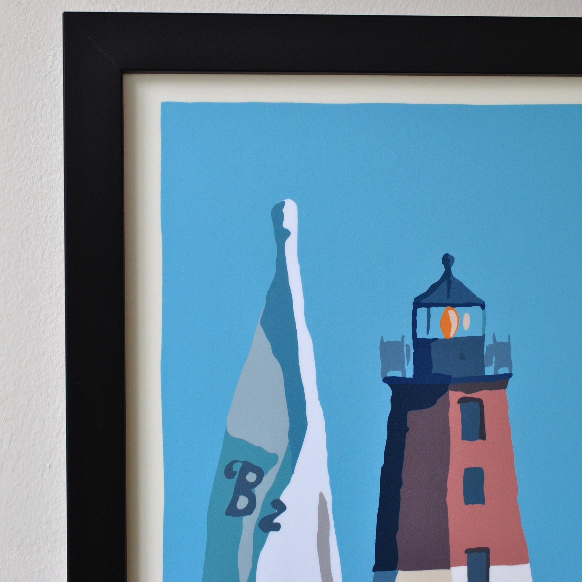 Point Judith Light Art Print 18" x 24" Framed Wall Poster By Alan Claude - Rhode Island