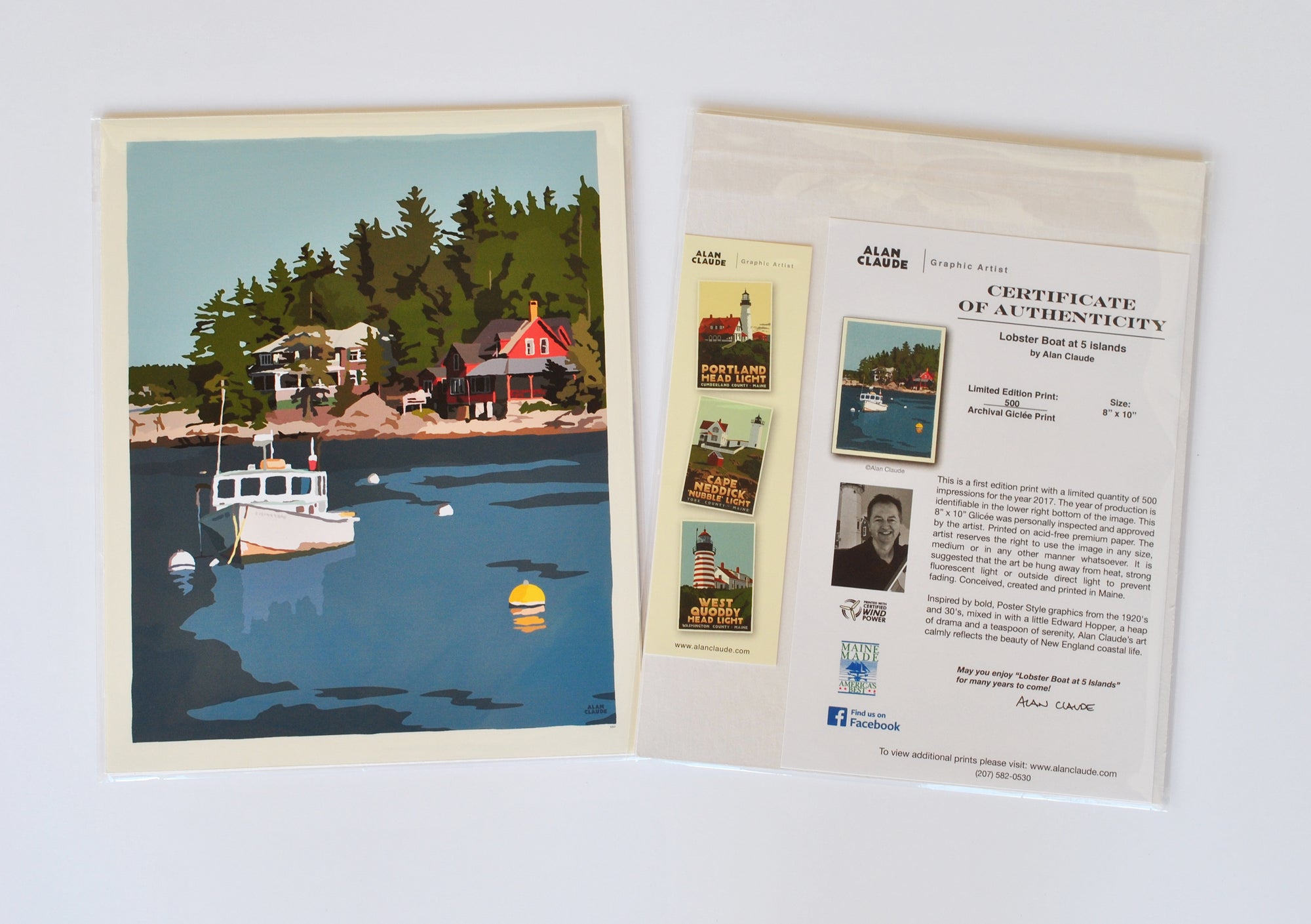 Lobster Boat at Five Islands Art Print 8" x 10" Wall Poster By Alan Claude - Maine