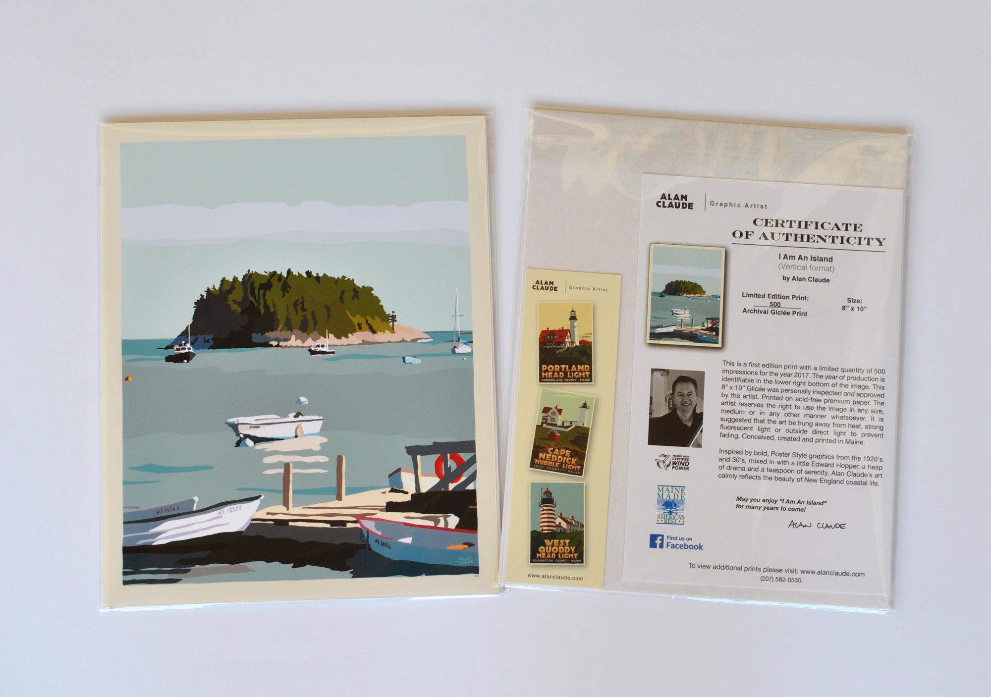 I Am An Island Art Print 8" x 10" Vertical Wall Poster By Alan Claude - Maine