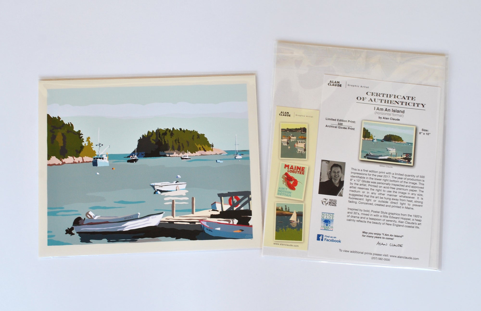 I Am An Island Art Print 8" x 10" Horizontal Wall Poster By Alan Claude - Maine