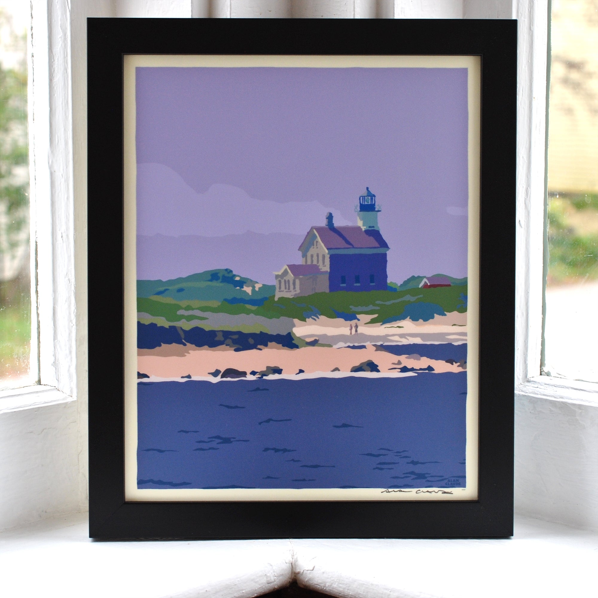 Block Island North Light Art Print 8" x 10" Framed Wall Poster By Alan Claude - Rhode Island
