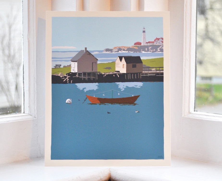 Willard Beach Art Print 8" x 10" Wall Poster By Alan Claude - Maine