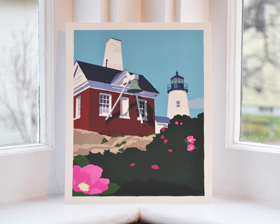 Pemaquid Point Light Bell Art Print 8" x 10" Wall Poster By Alan Claude - Maine