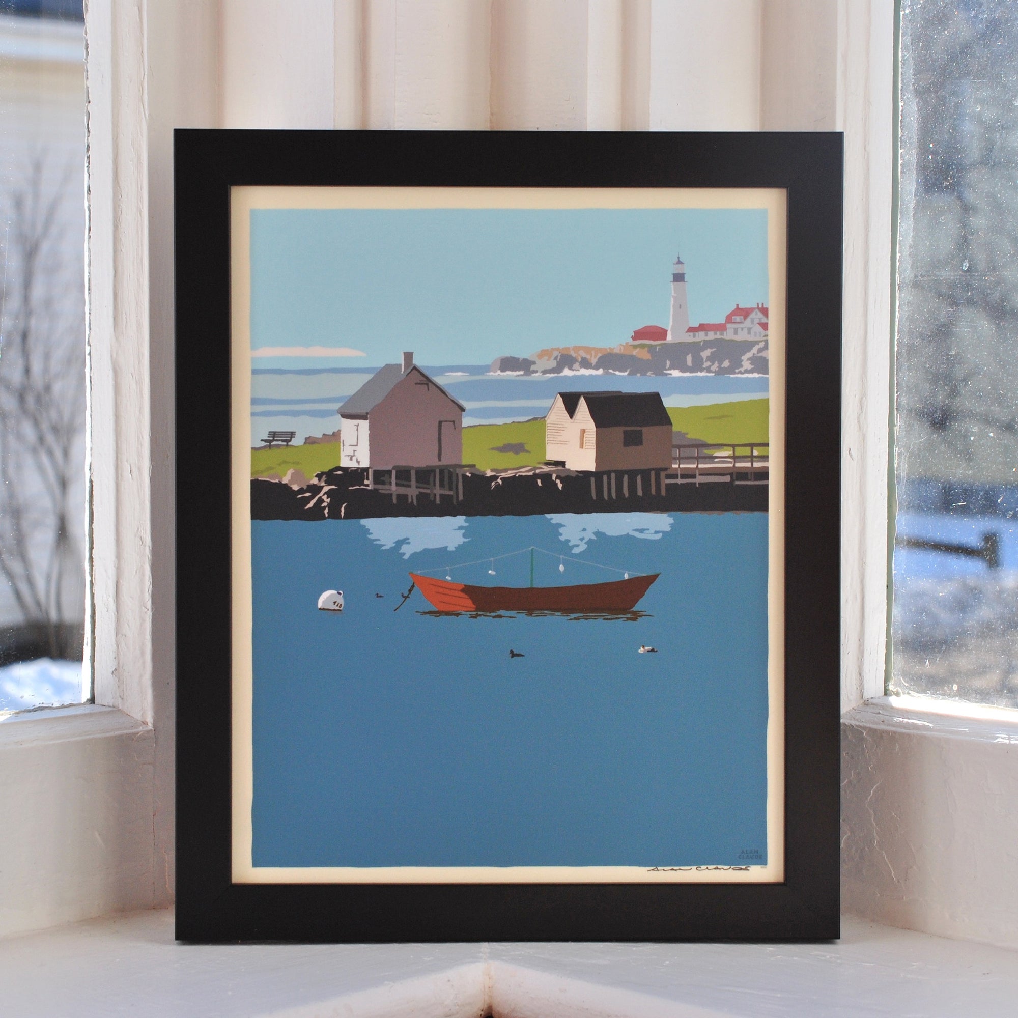 Willard Beach Art Print 8" x 10" Framed Wall Poster By Alan Claude - Maine