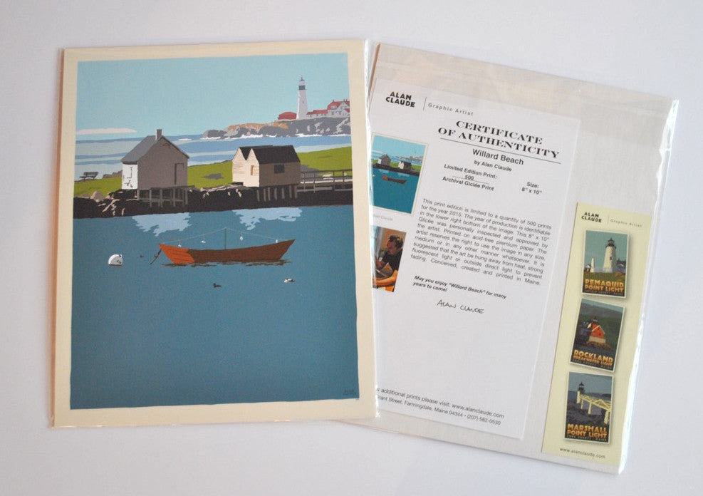 Willard Beach Art Print 8" x 10" Wall Poster By Alan Claude - Maine