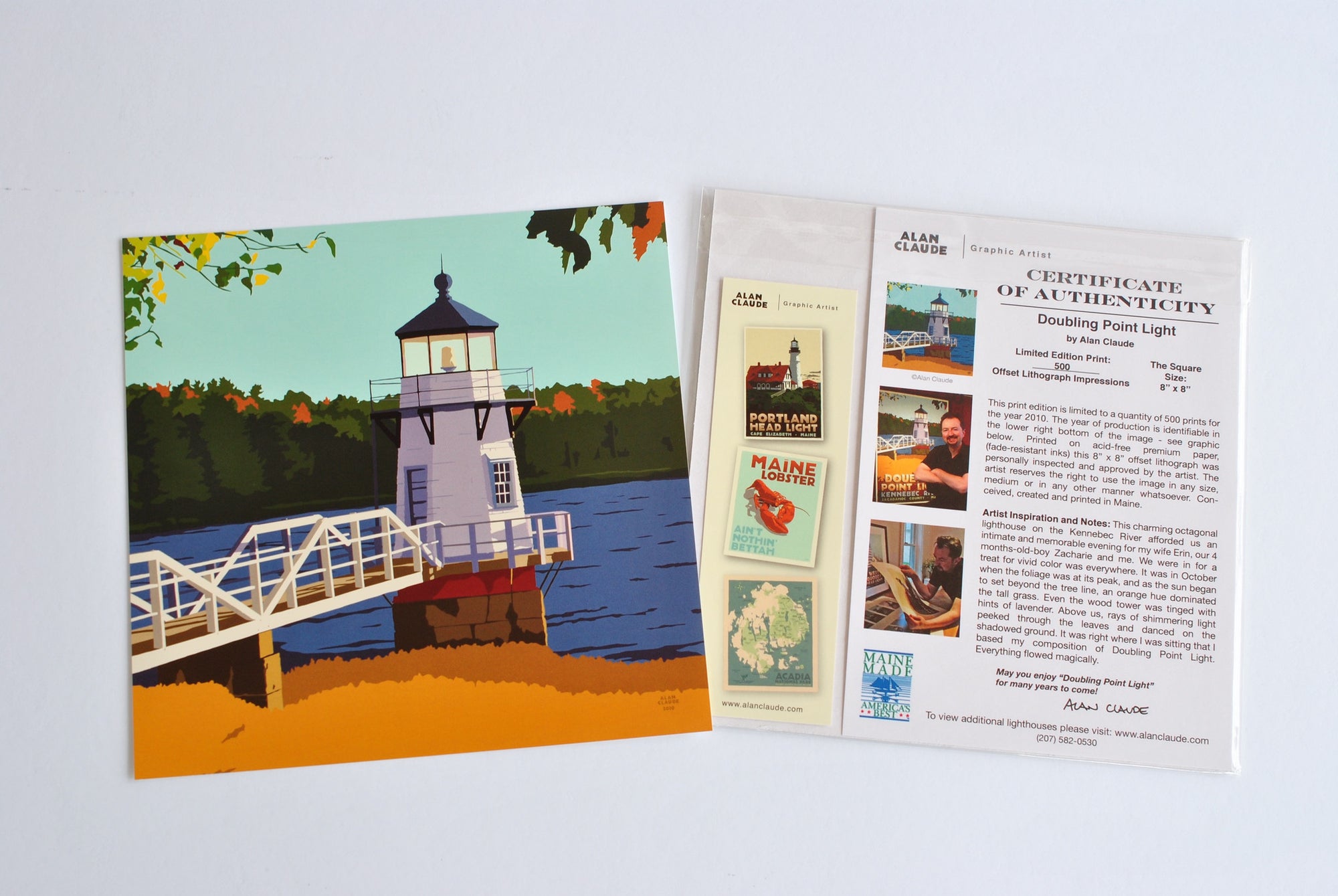 Doubling Point Light Art Print 8" x 8" Square Wall Poster By Alan Claude - Maine