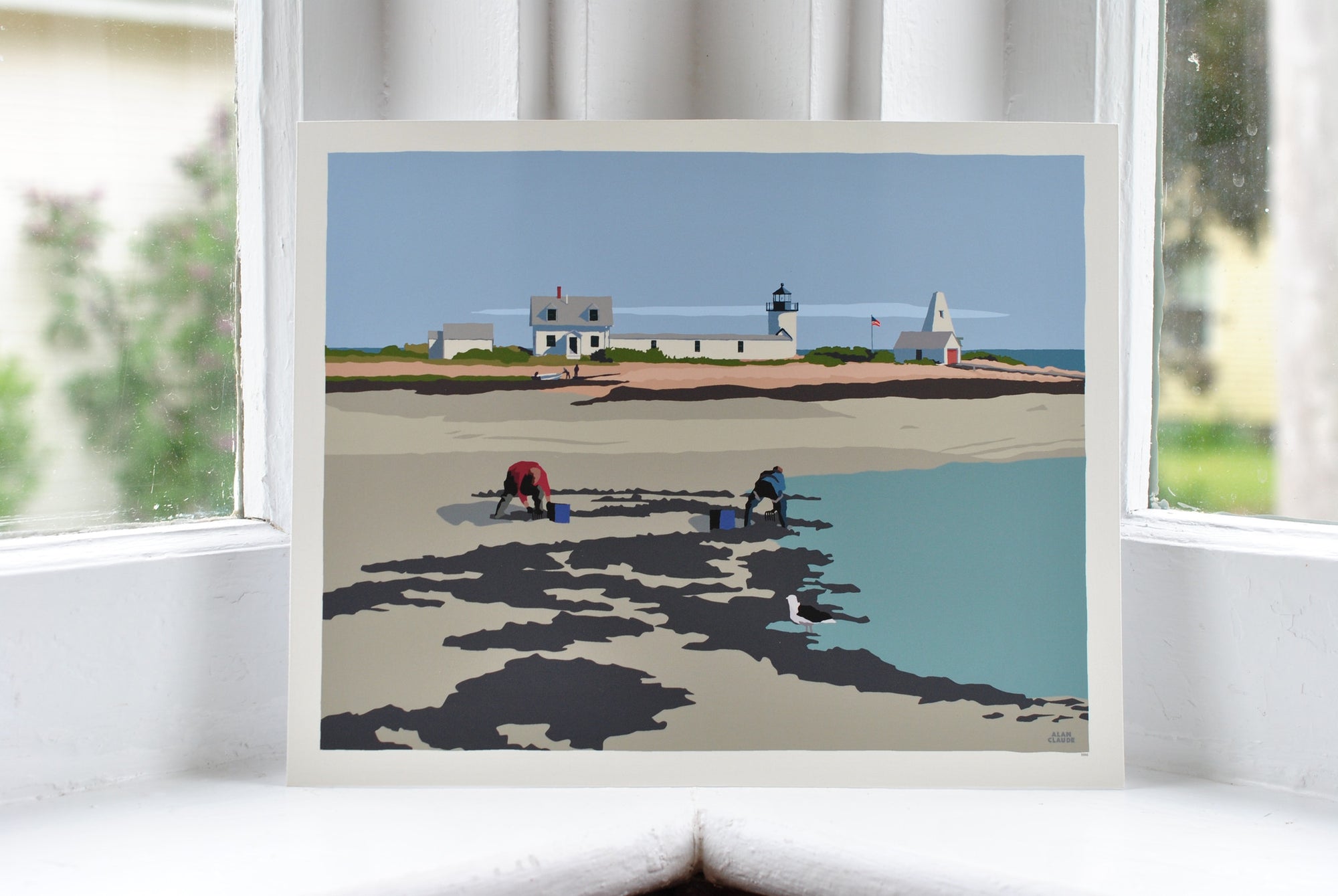 Goat Island Clammers Art Print 8" x 10" Wall Poster By Alan Claude - Maine