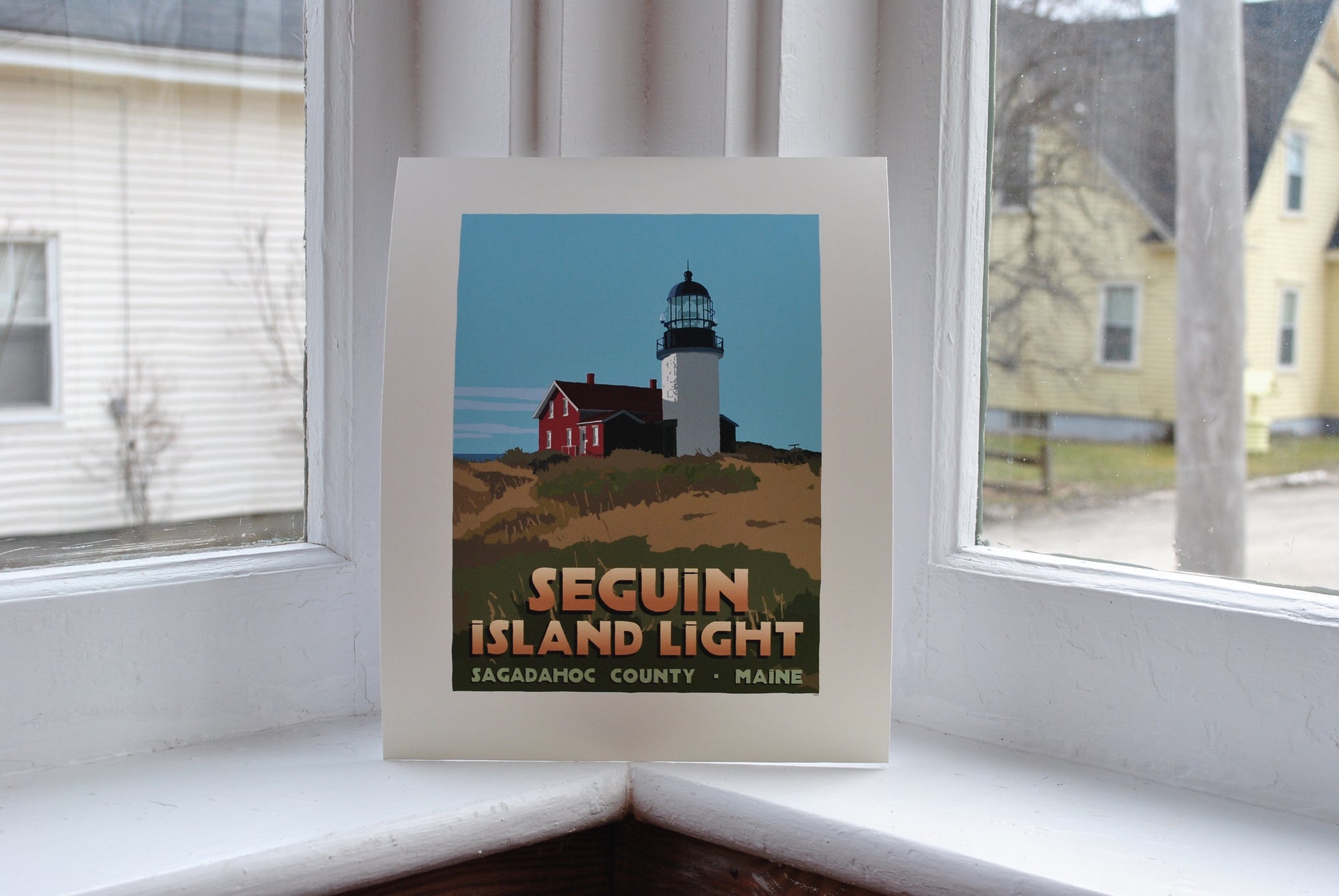 Seguin Island Light Art Print 8" x 10" Travel Poster By Alan Claude - Maine