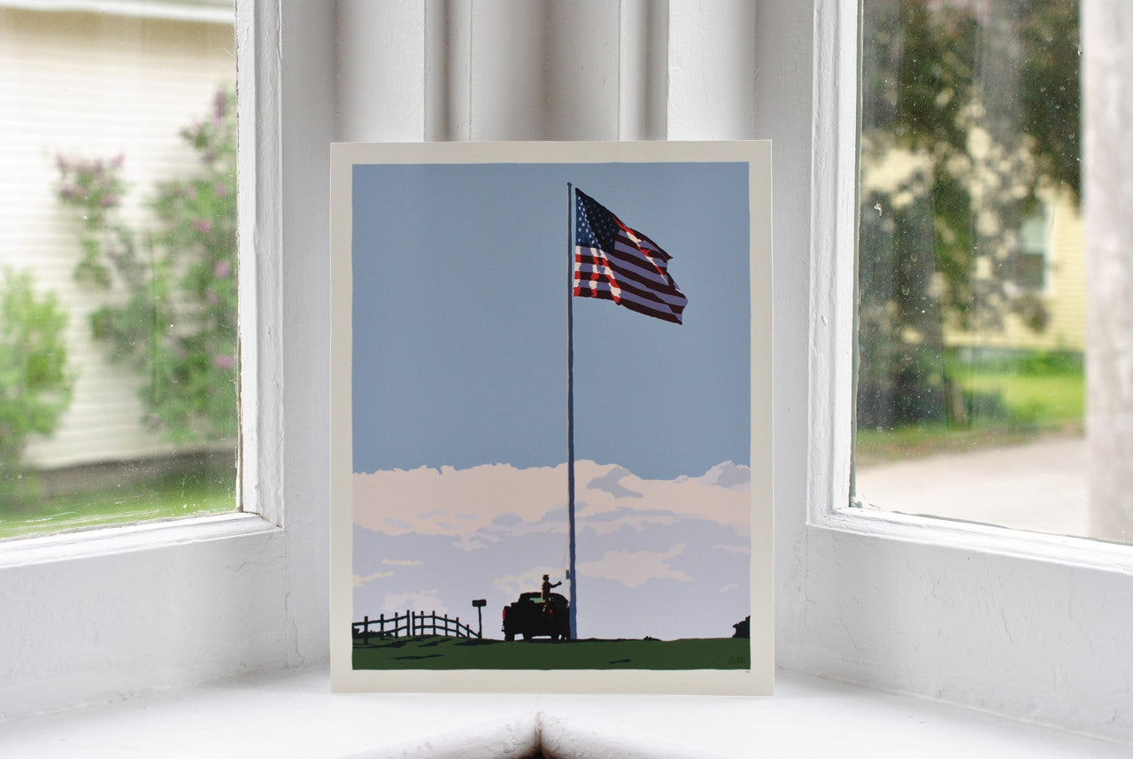 Flag at Fort Williams Art Print 8" x 10" Wall Poster By Alan Claude - Maine