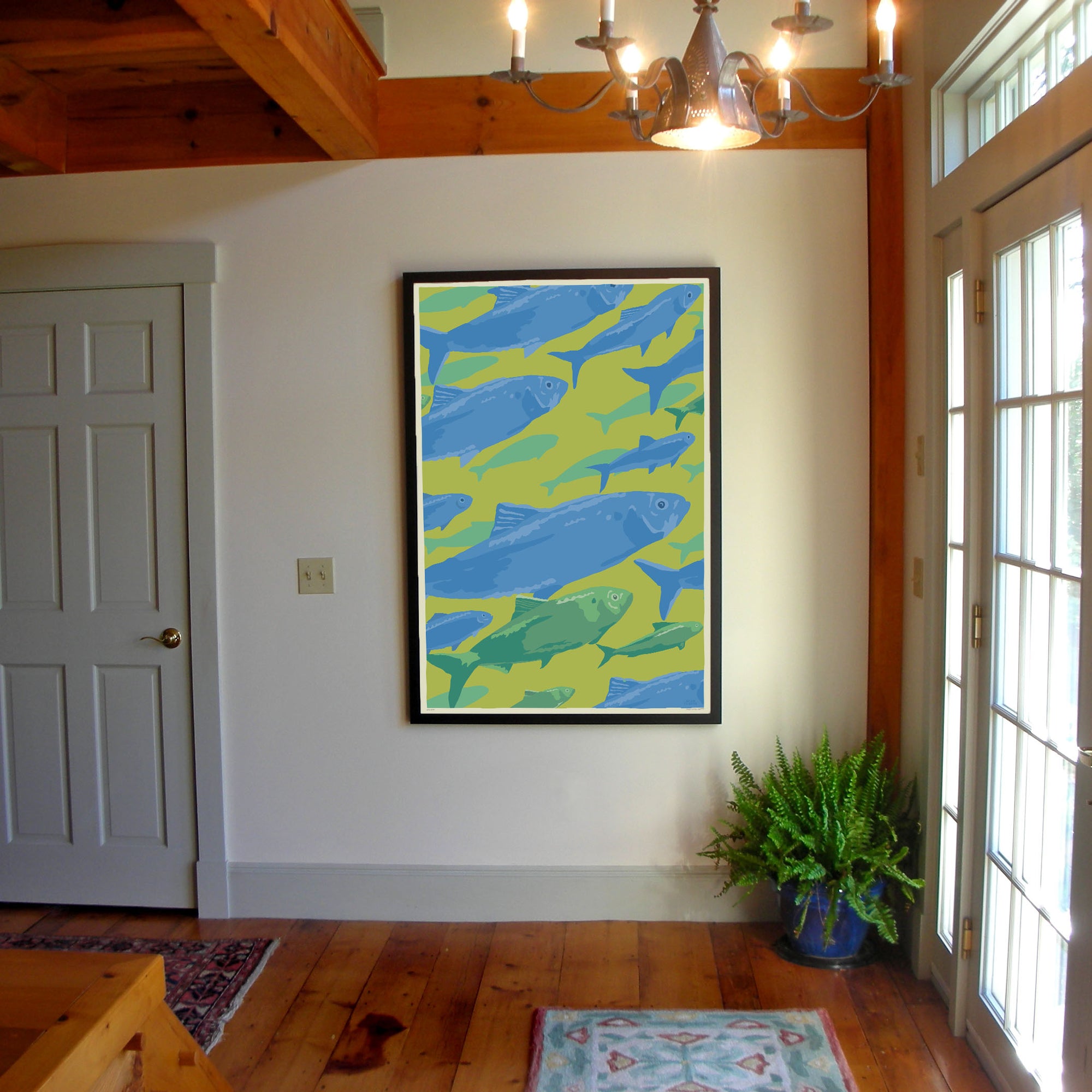 Alewives On The Move Art Print 36" x 53" Framed Wall Poster By Alan Claude - Maine