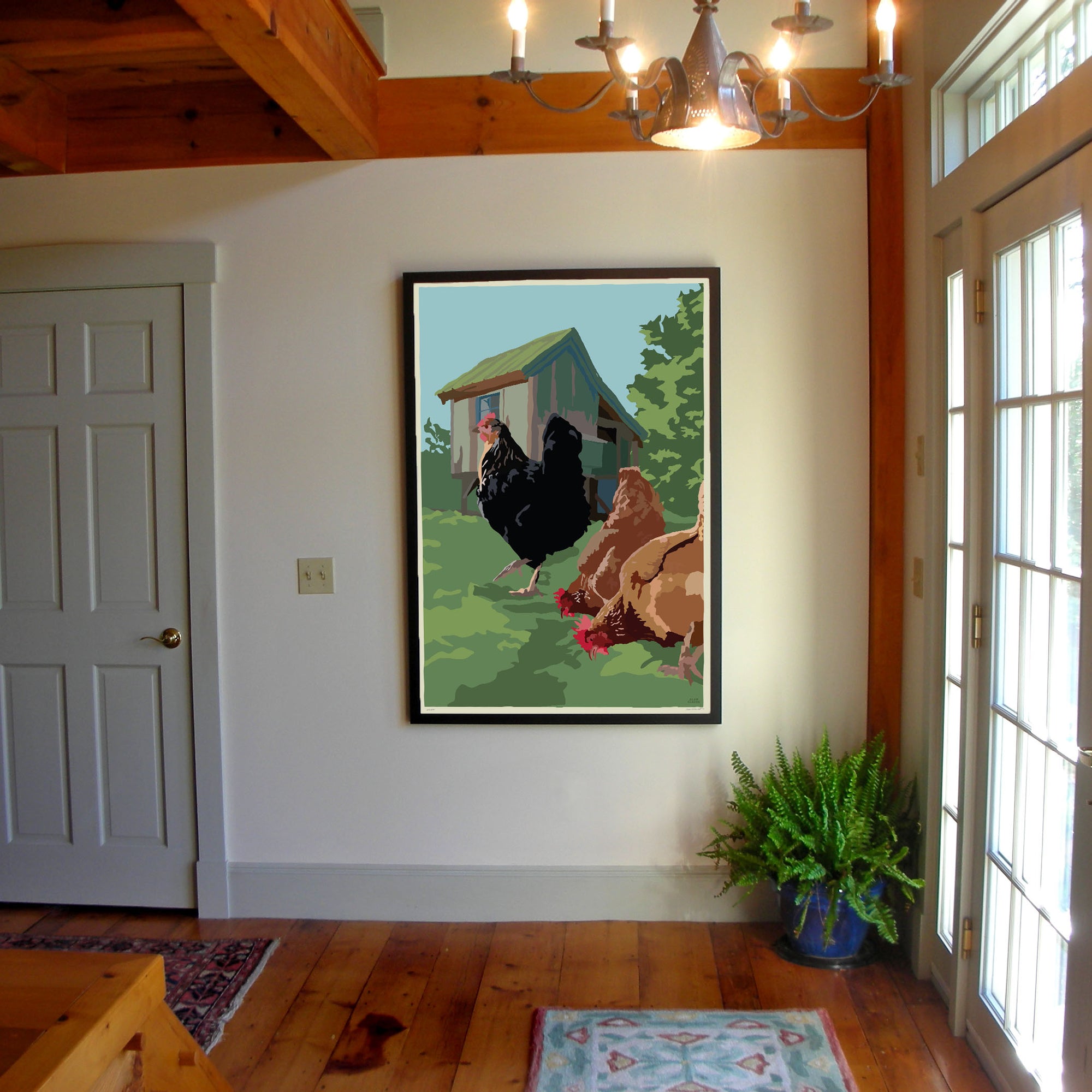 Spring Chickens Art Print 36" x 53" Framed Wall Poster By Alan Claude - Maine