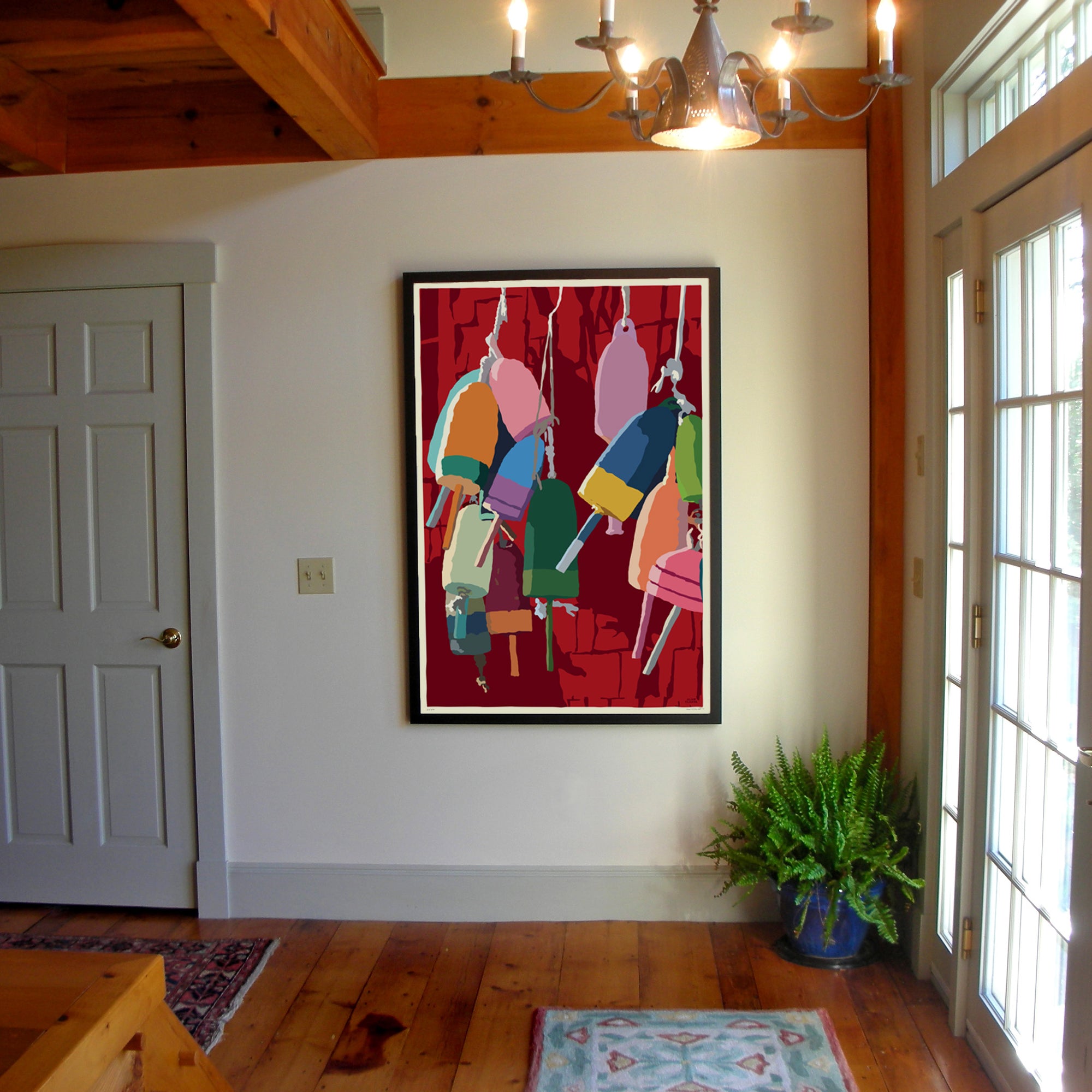 Lobster Buoys Art Print 36" x 53" Framed Wall Poster By Alan Claude - Maine