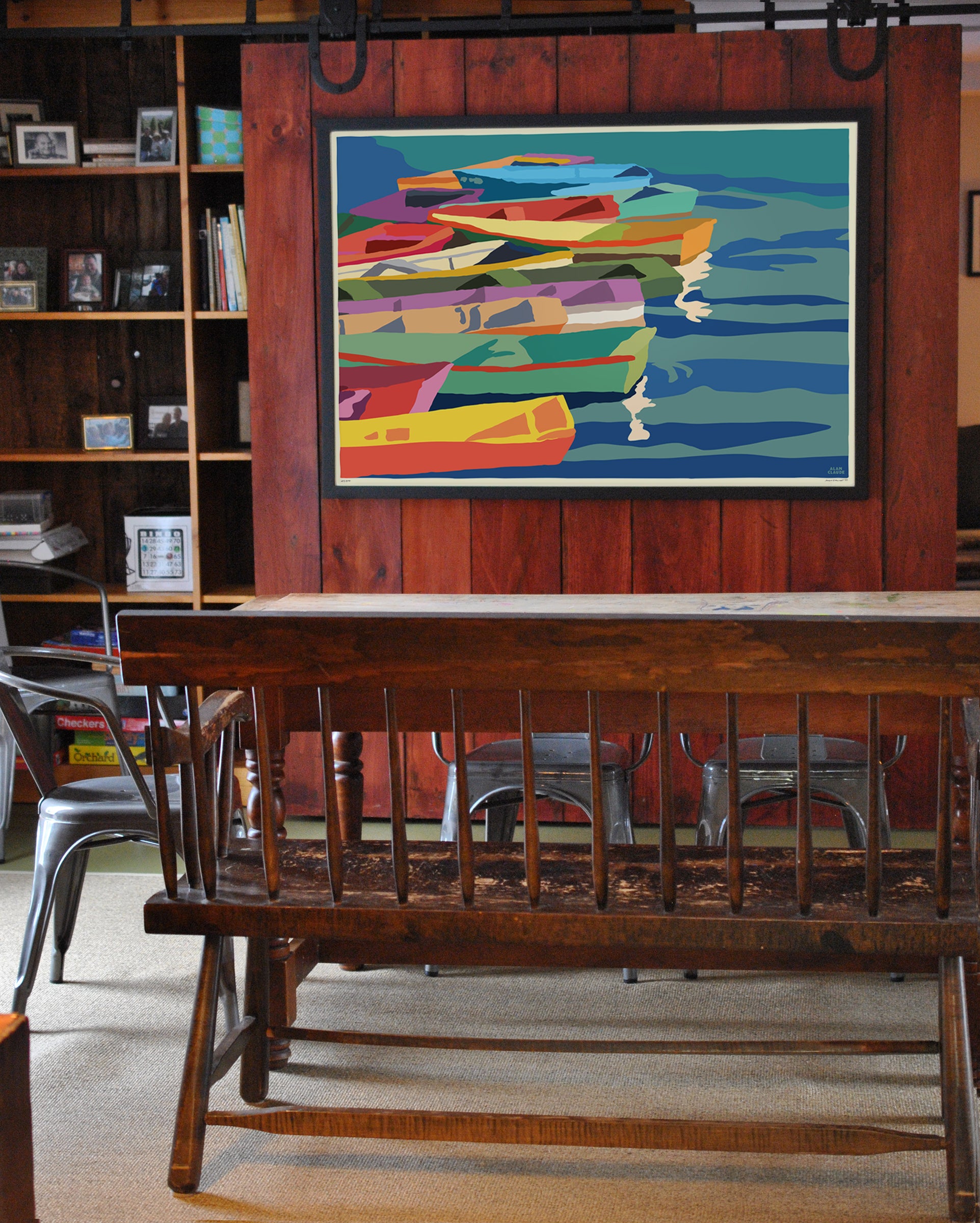 Perkins Cove Dinghies (Horizontal) 36" x 53" Framed Wall Poster By Alan Claude - Maine
