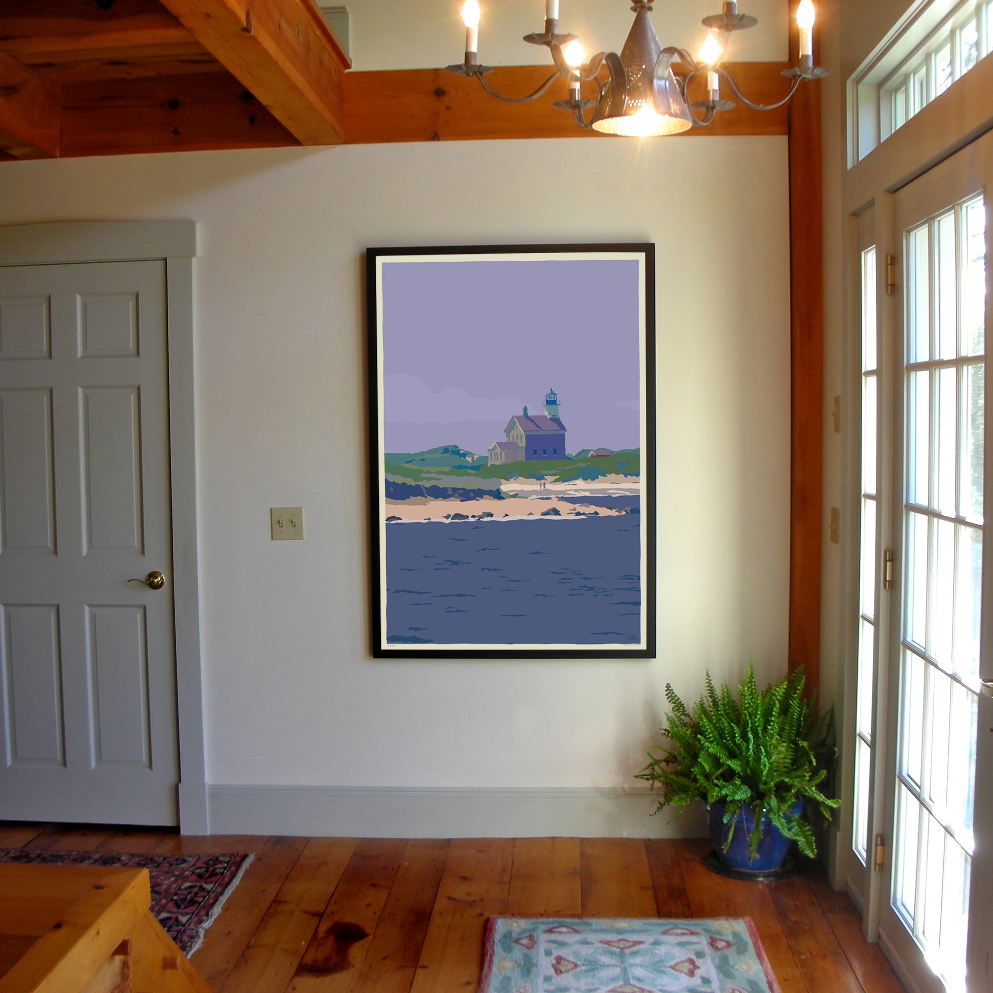 Block Island North Light Art Print 36" x 53" Framed Travel Poster By Alan Claude - Rhode Island