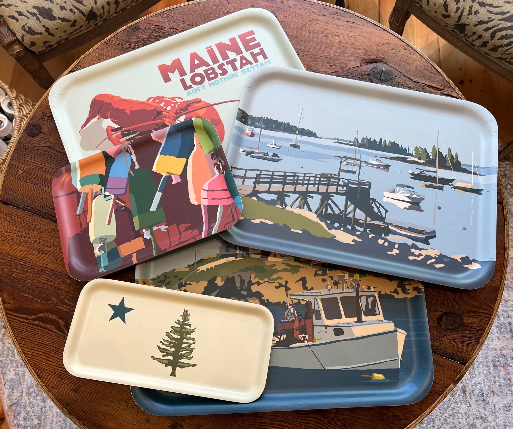 1901 Maine State Flag Trays