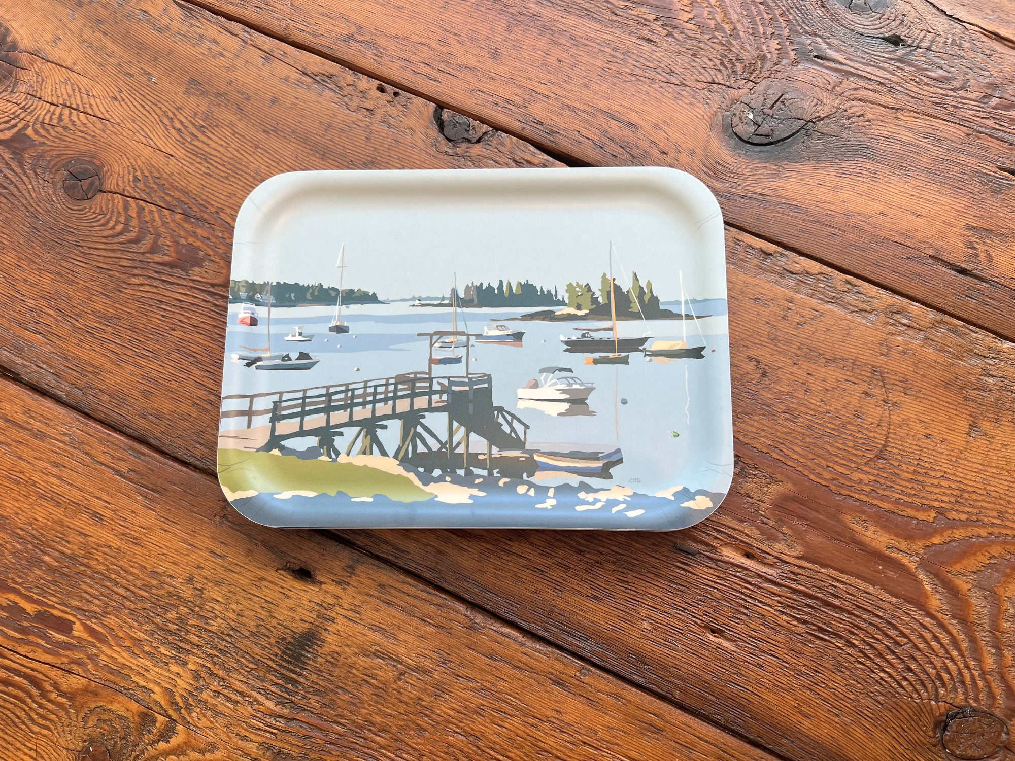 Sailboats in Boothbay Harbor Tray