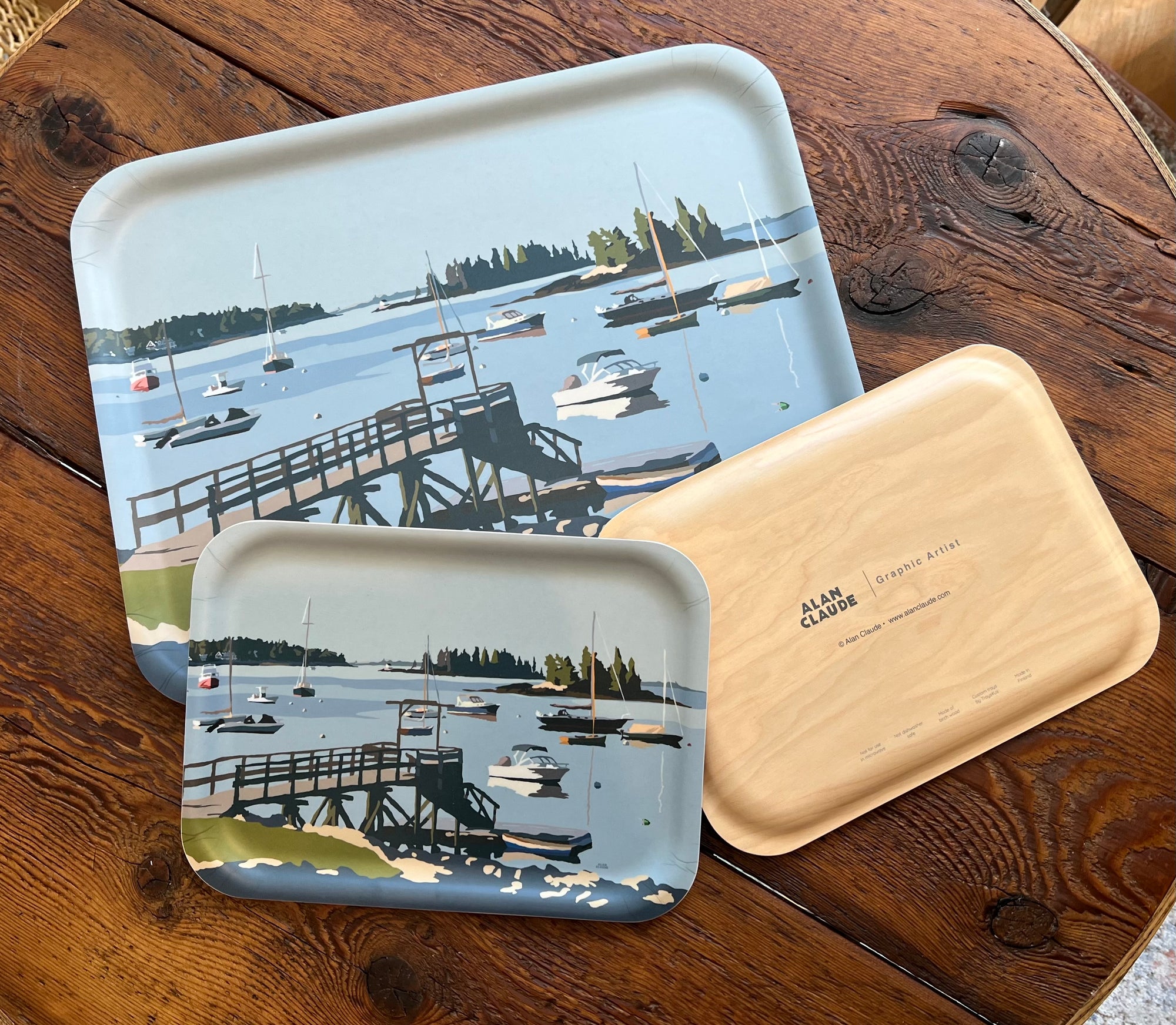 Sailboats in Boothbay Harbor Tray
