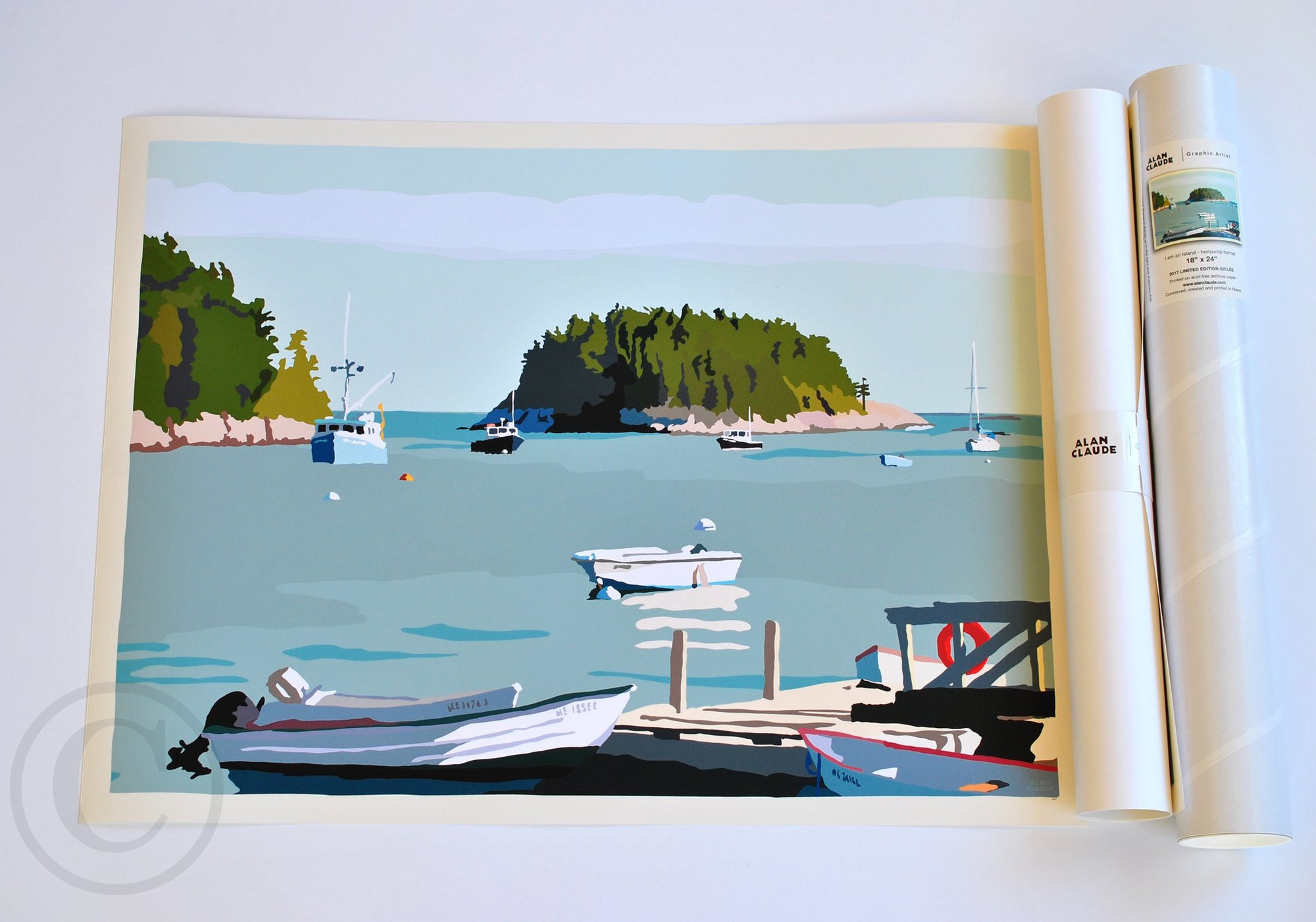 I Am An Island Art Print 18" x 24" Horizontal Wall Poster By Alan Claude - Maine
