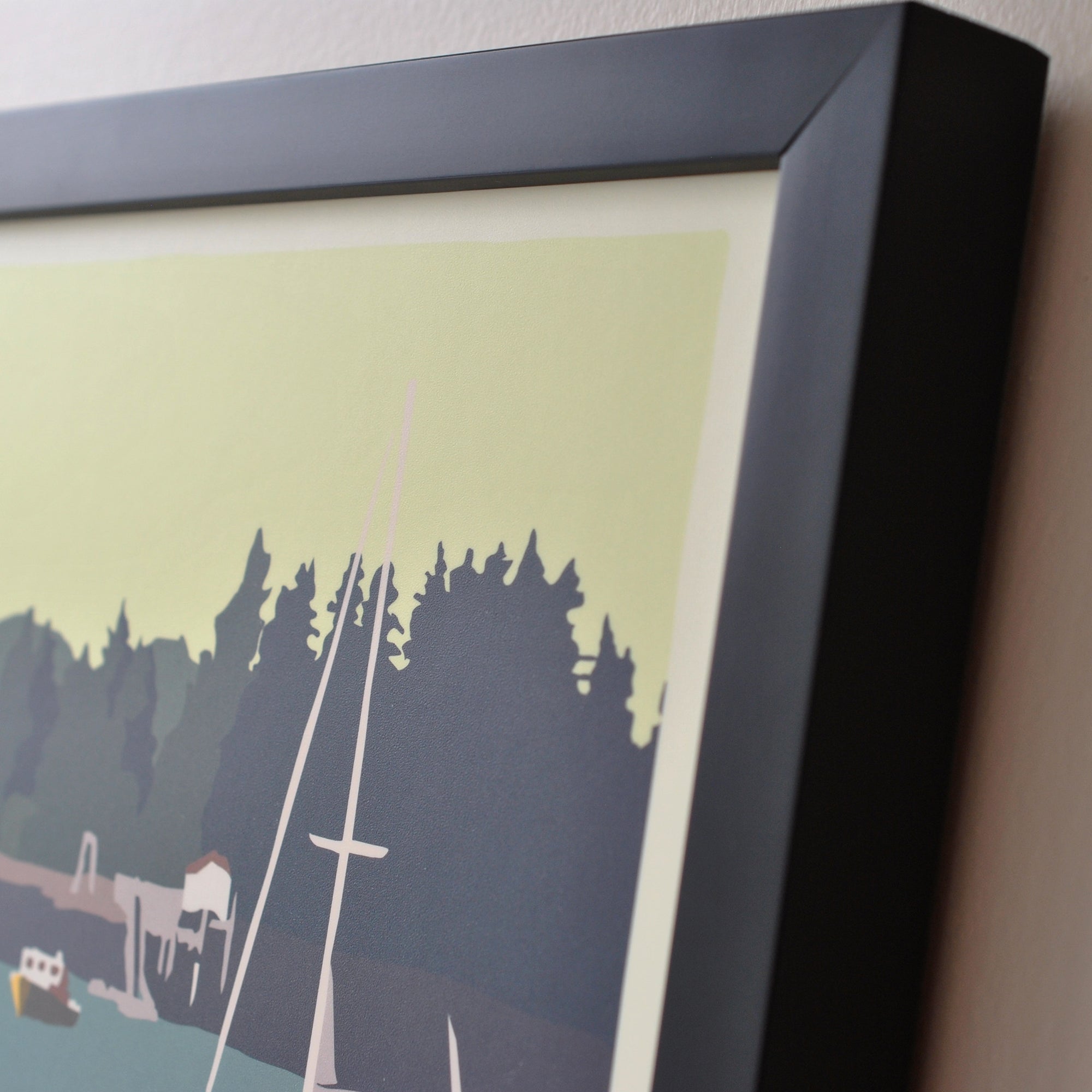 Lobster Boats on a Sunday Morning Art Print 18" x 24" Framed Wall Poster By Alan Claude - Maine